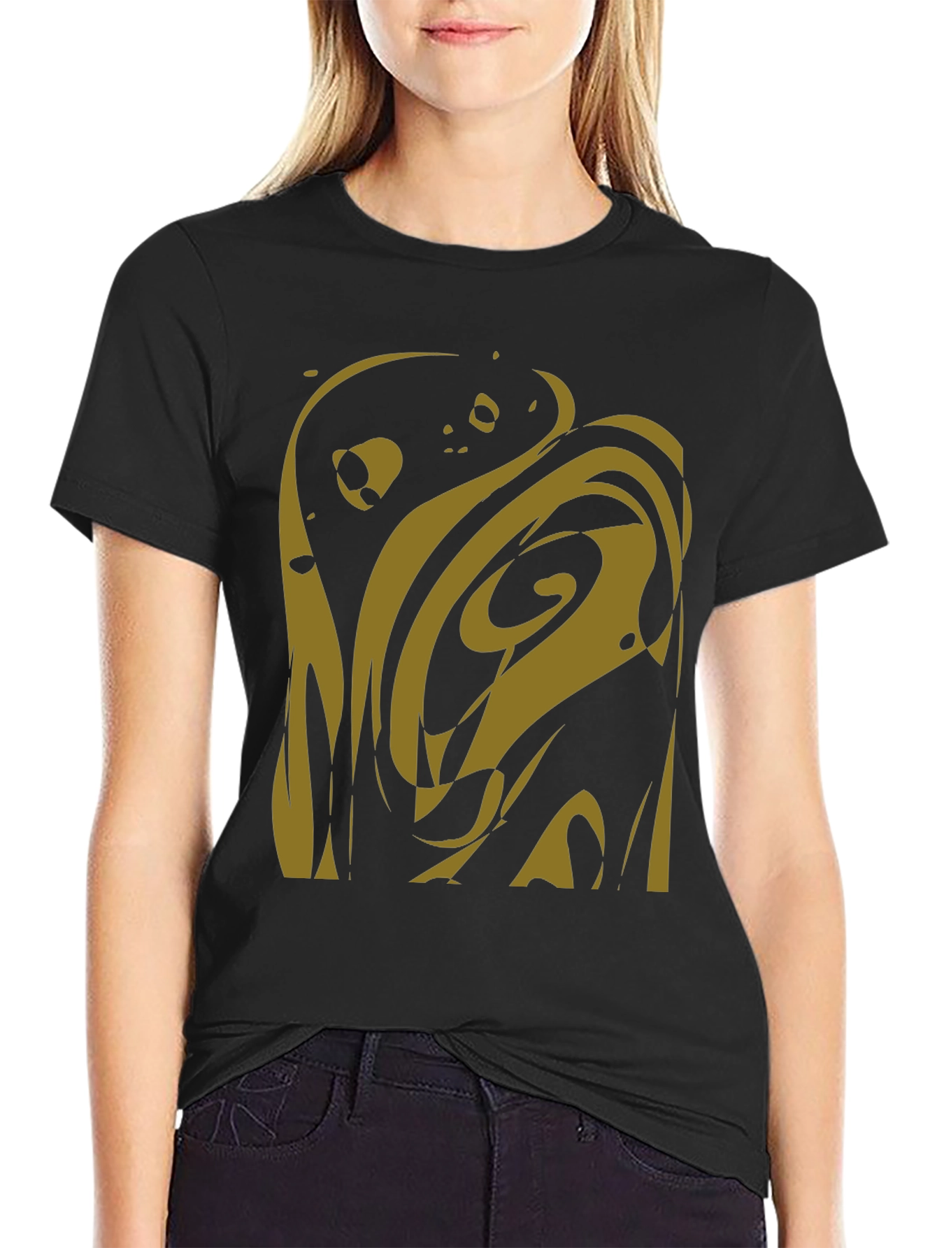 Abstract Art Graphic Tee - Black