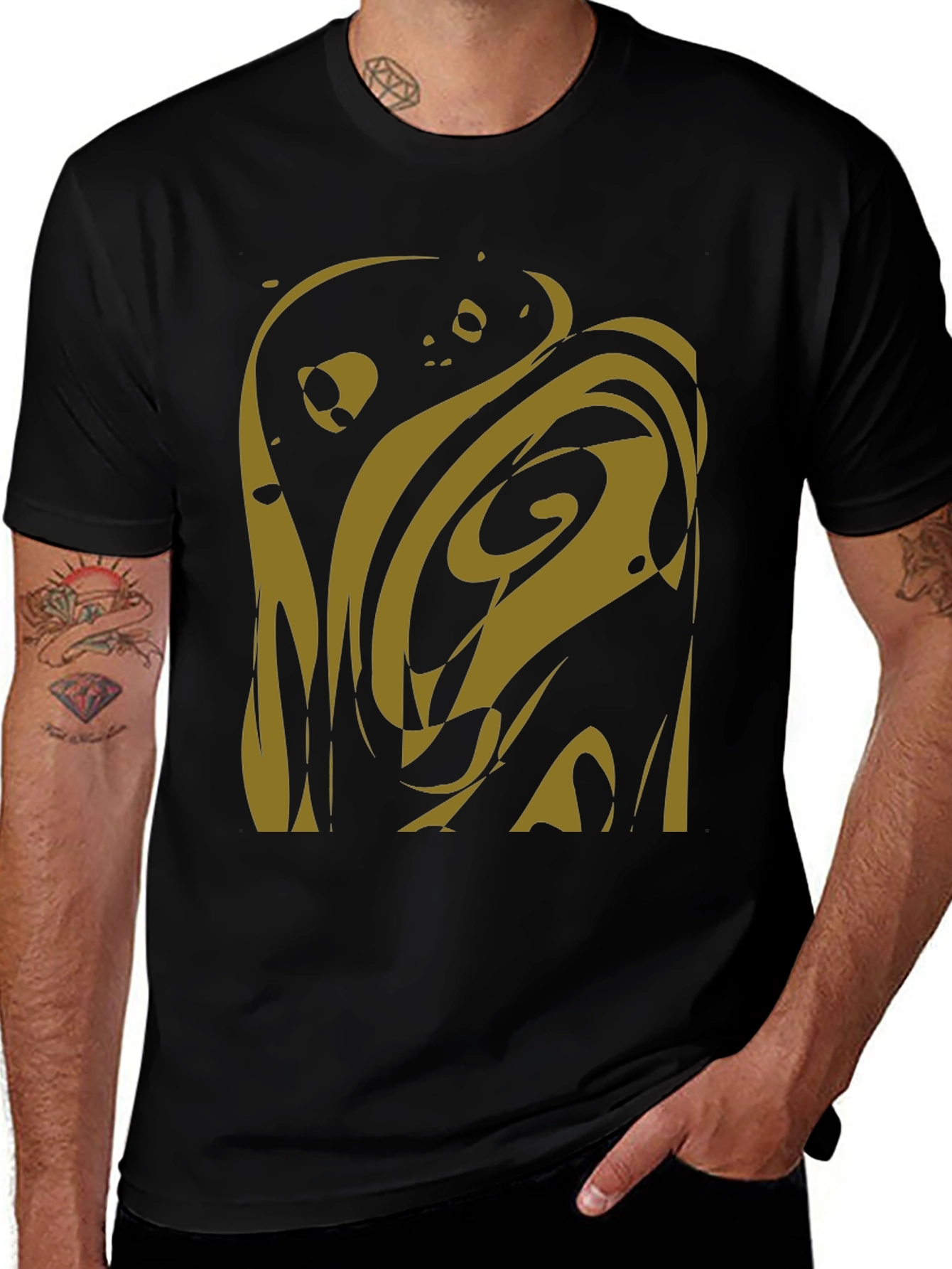 Abstract Art Graphic Tee - Black