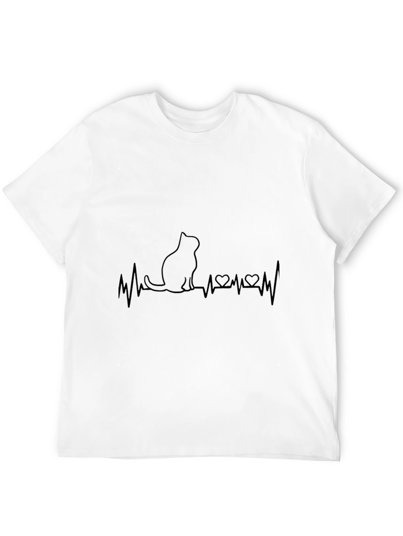 Cat Heartbeat T-Shirt - Black