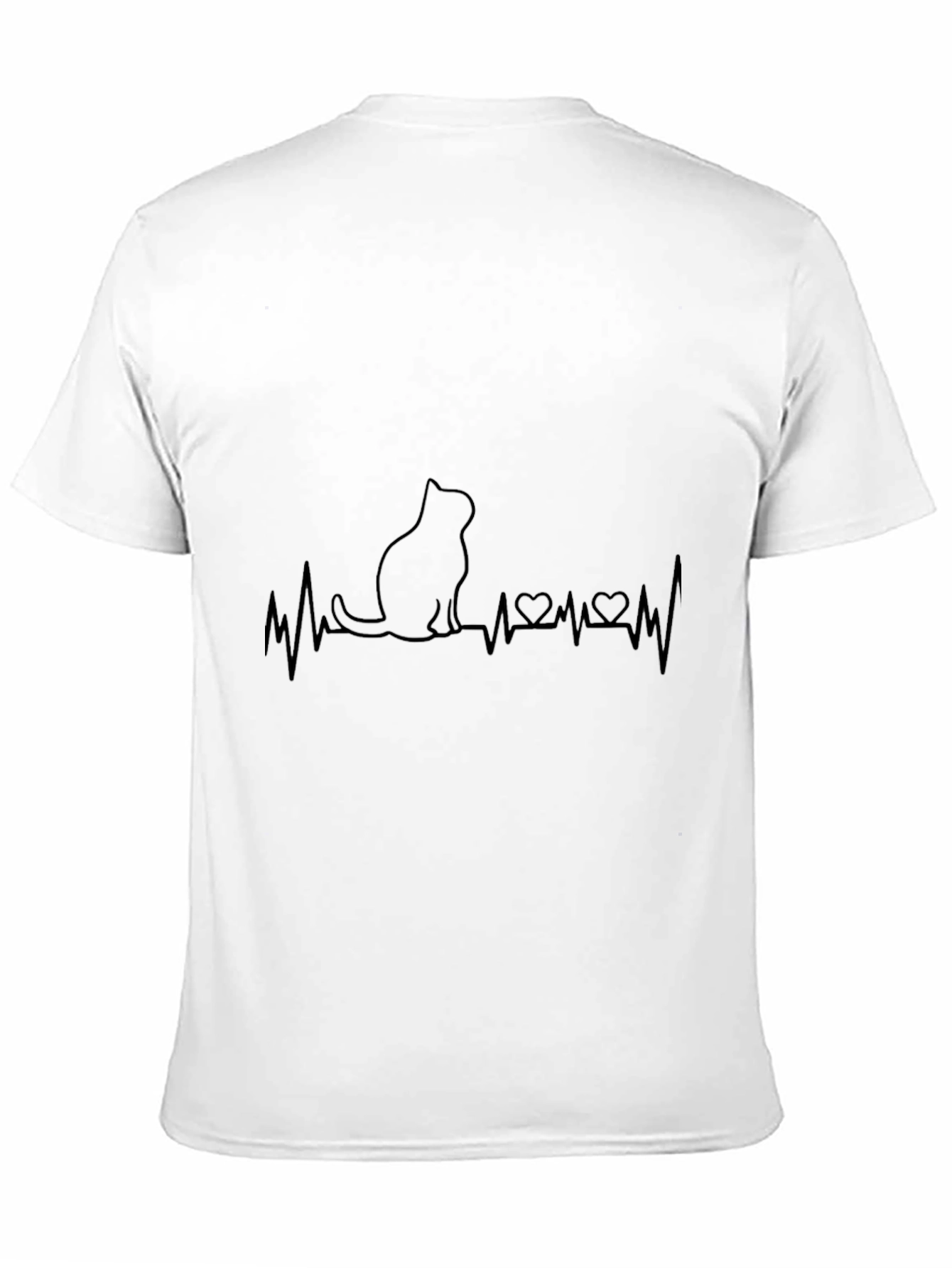 Cat Heartbeat T-Shirt - Black