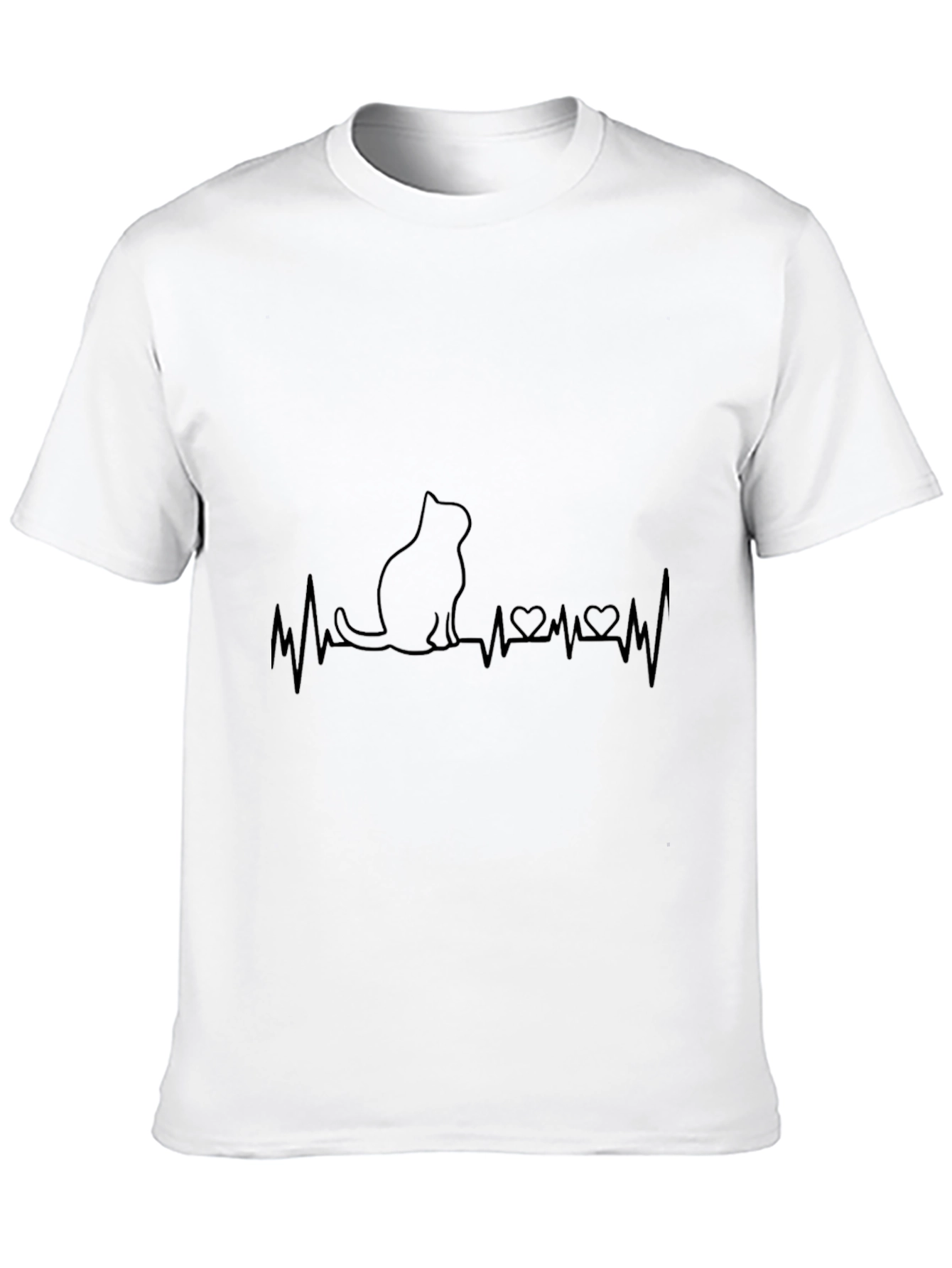 Cat Heartbeat T-Shirt - Black
