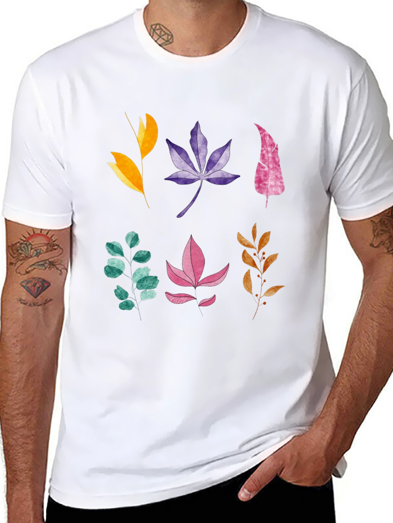 Botanical Leaves Graphic Print Tee