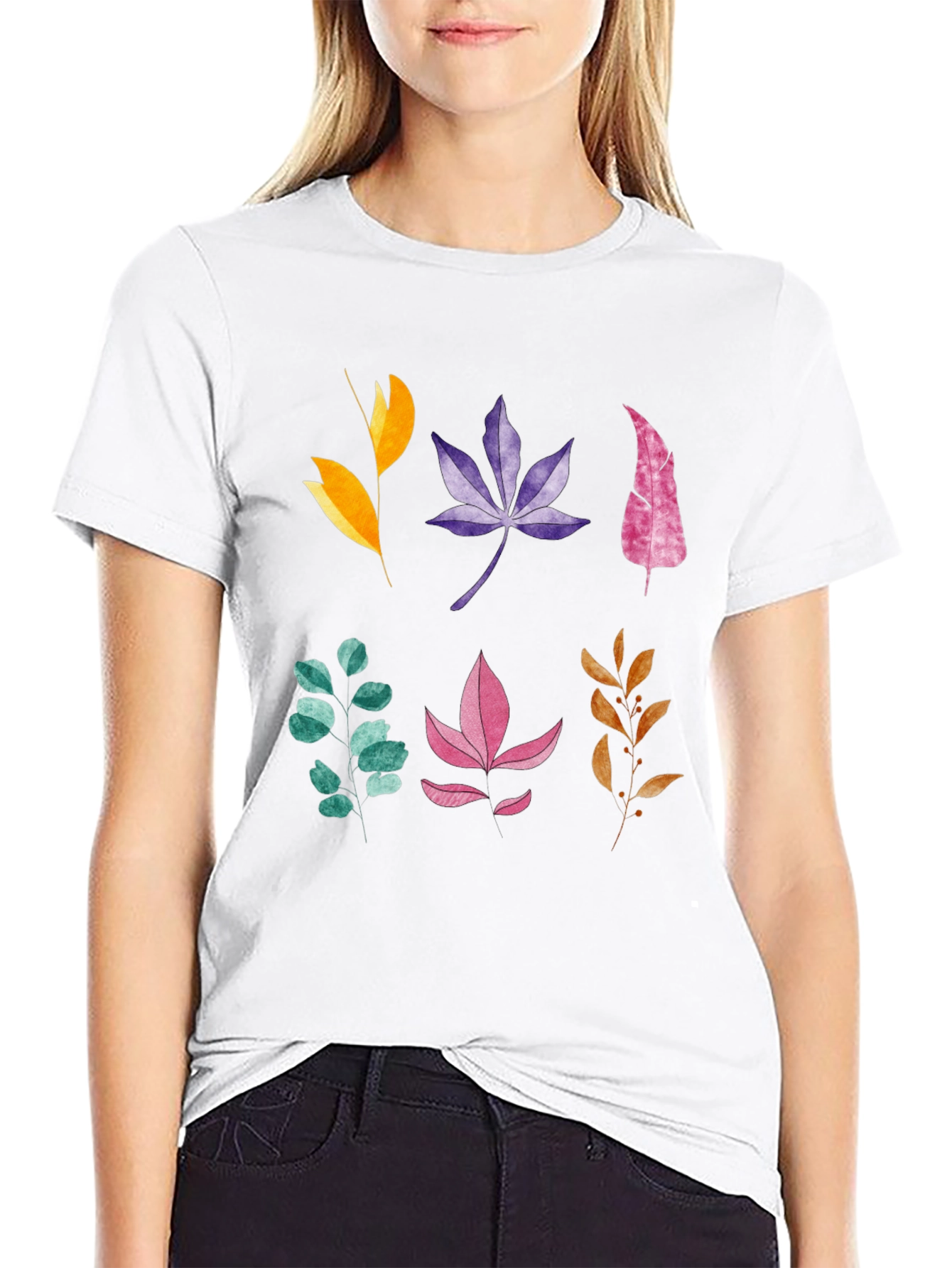 Botanical Leaves Graphic Print Tee
