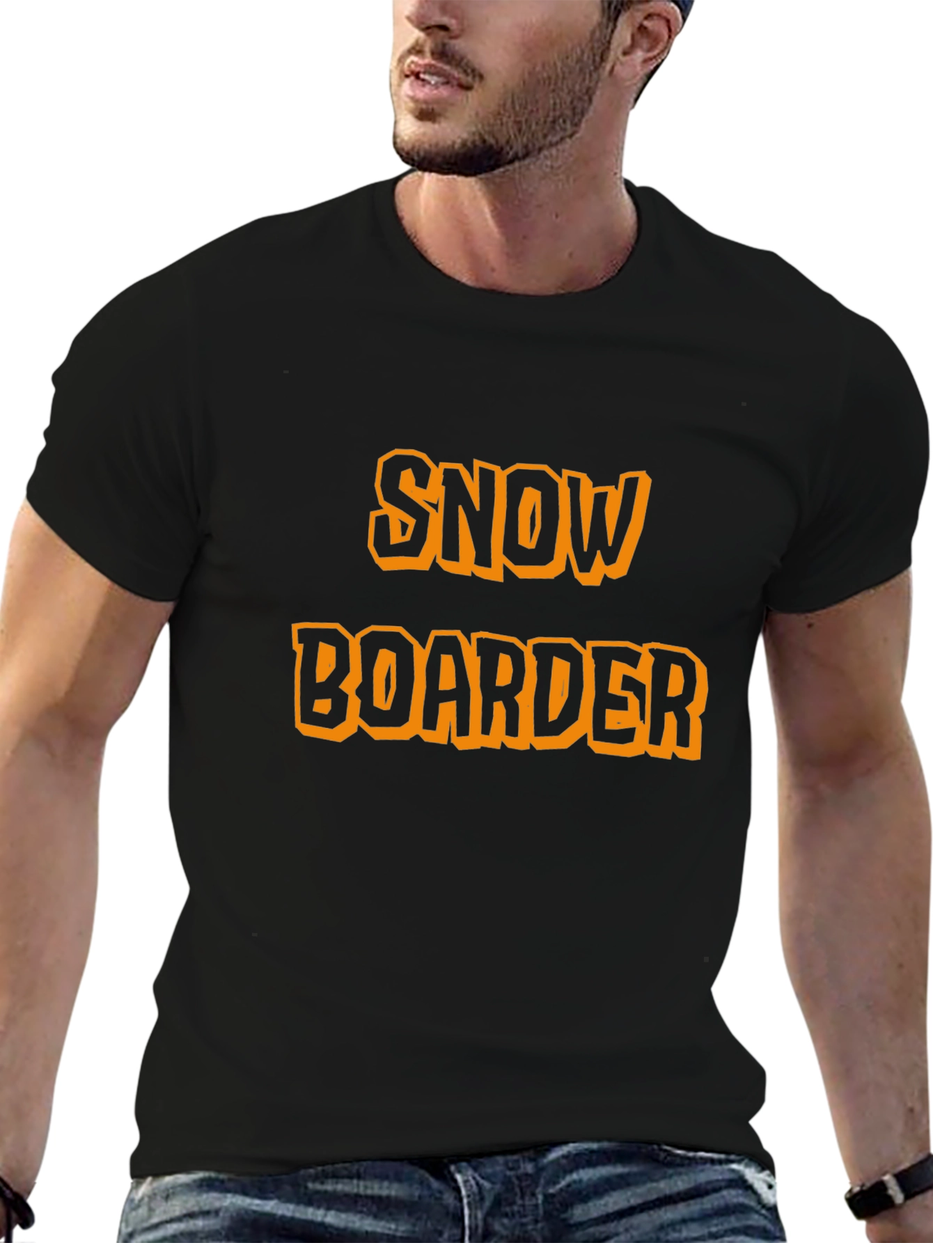 Snowboarder Black Graphic T-Shirt
