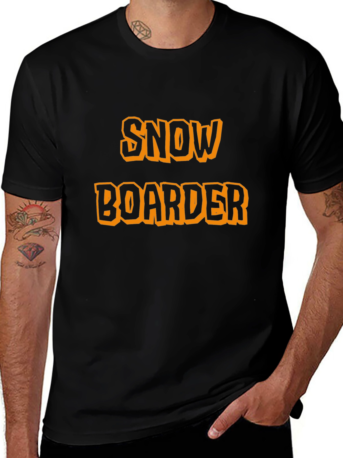 Snowboarder Black Graphic T-Shirt