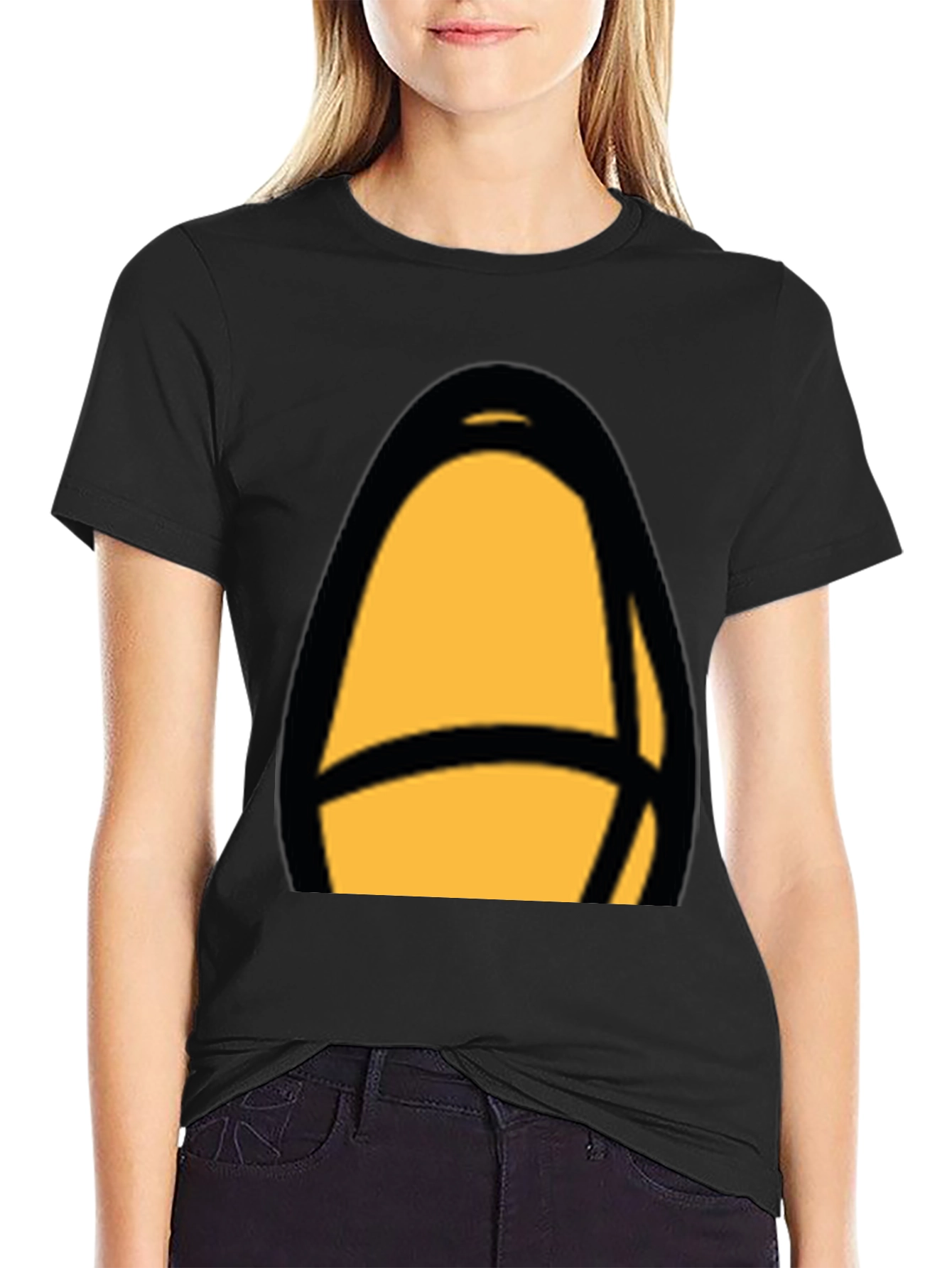 Black T-Shirt with Abstract Yellow Design