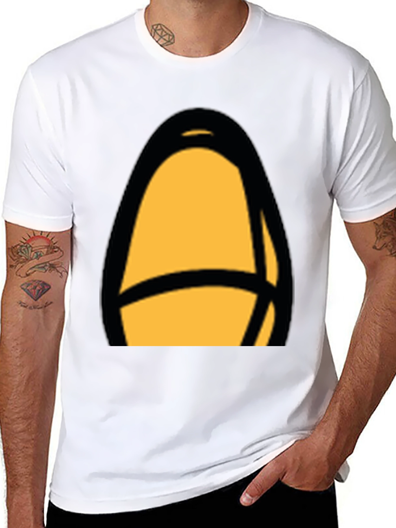 Black T-Shirt with Abstract Yellow Design