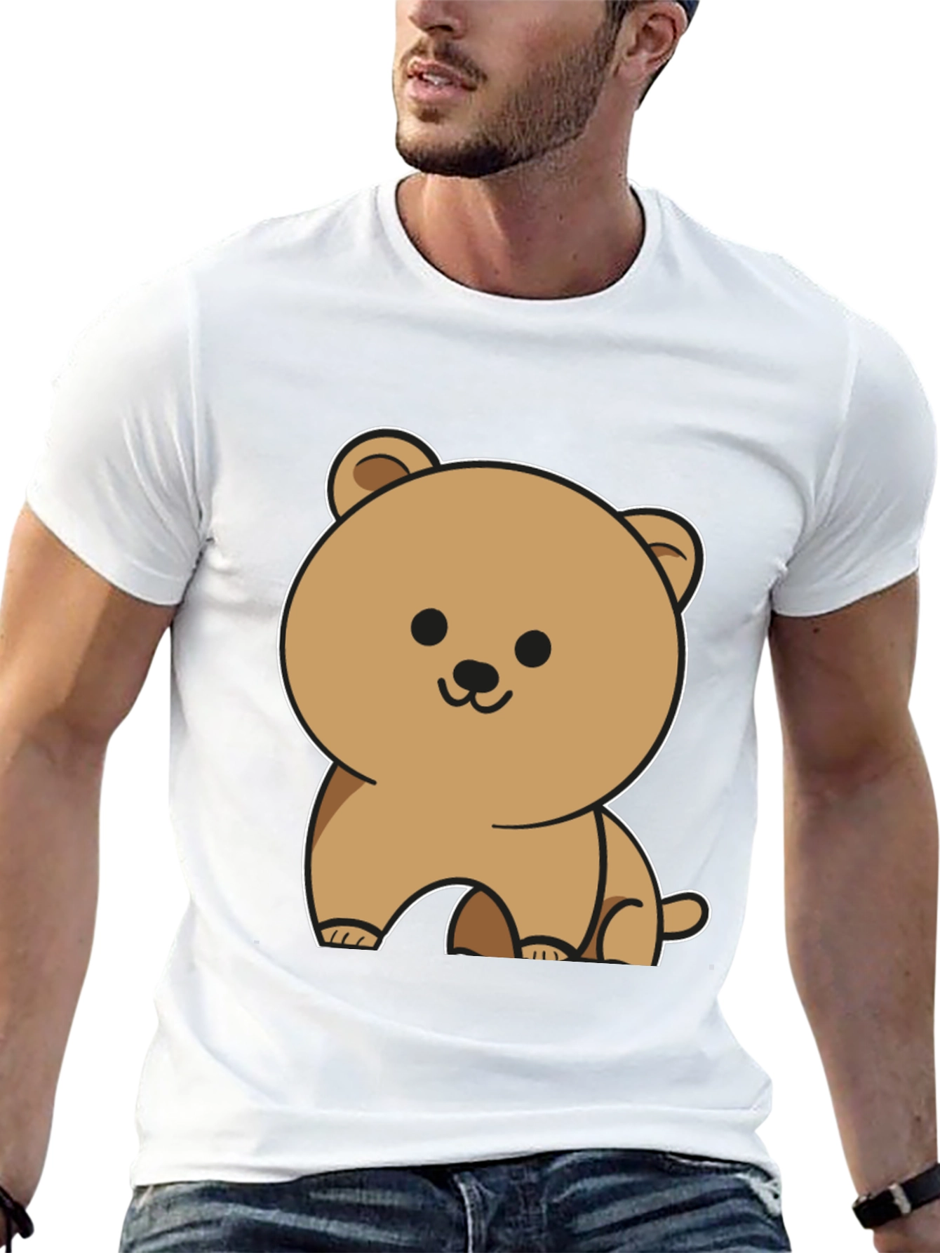 Cute Bear Graphic Tee - Mens Black T-Shirt