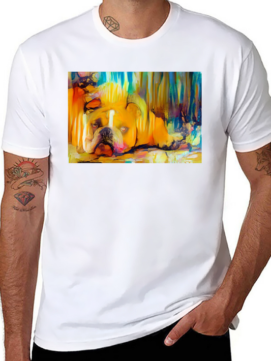 Bulldog Art Print Black T-Shirt