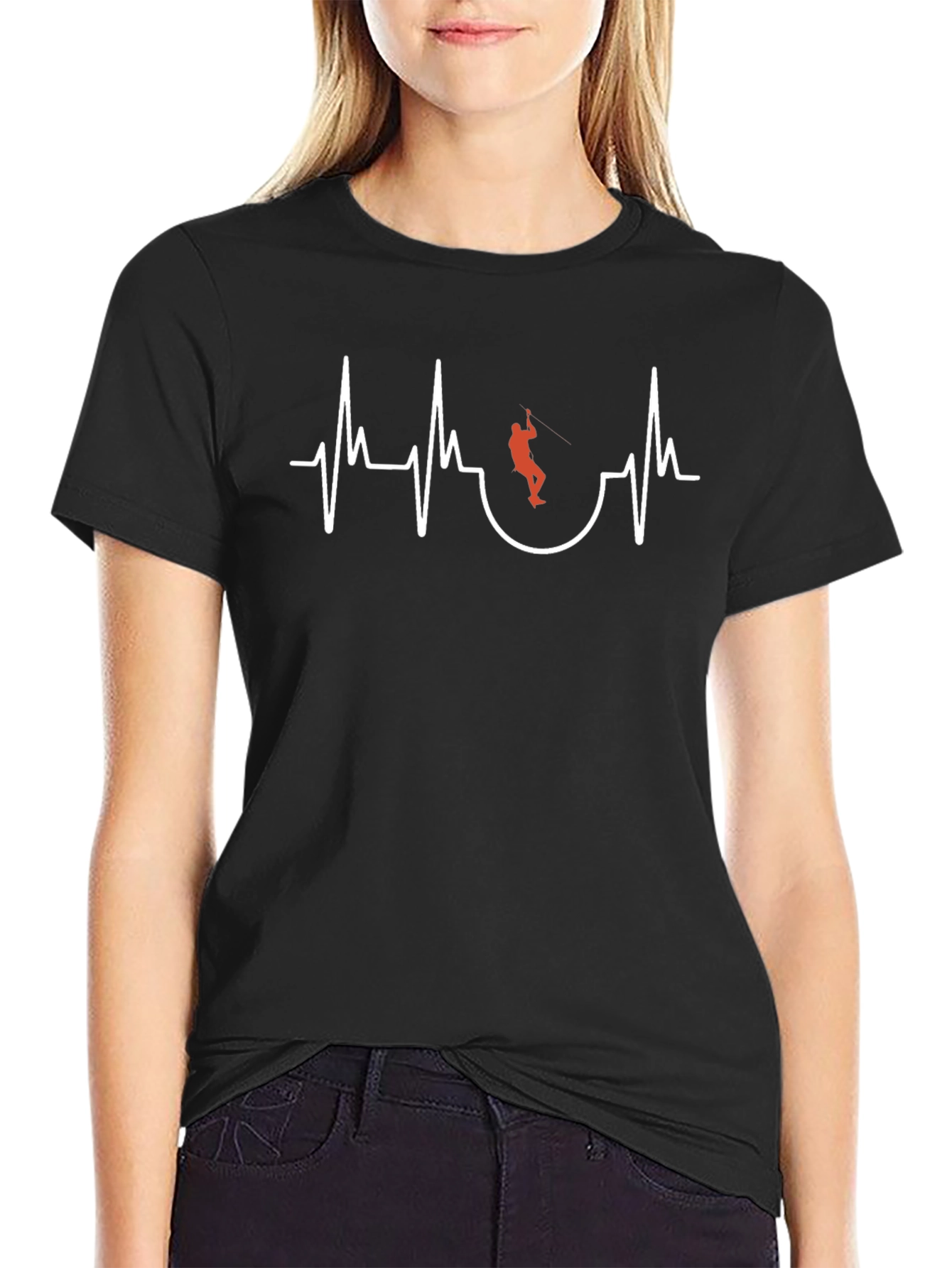 Climbing Heartbeat Graphic Tee - Black