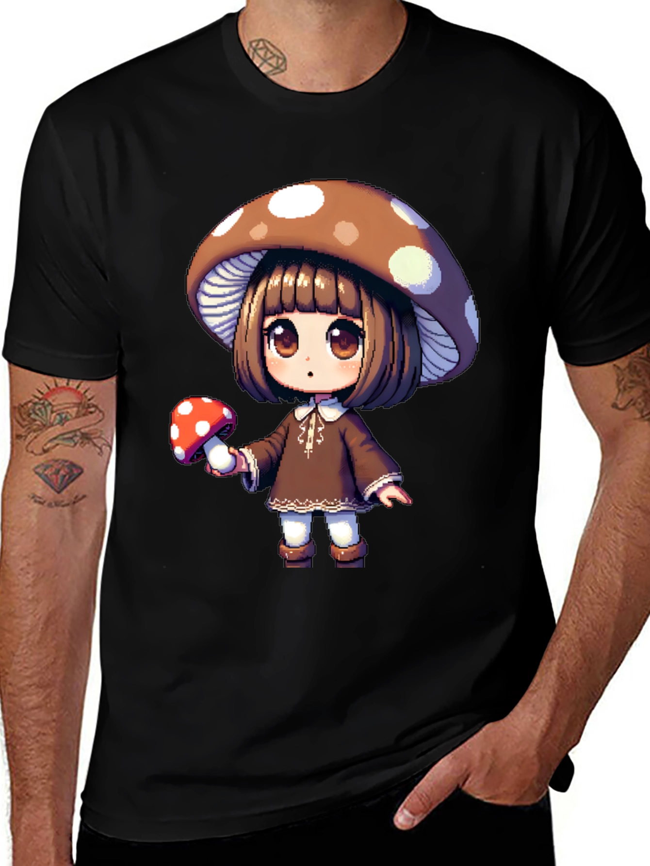 Mushroom Girl Graphic Tee - Unique Anime Style T-Shirt