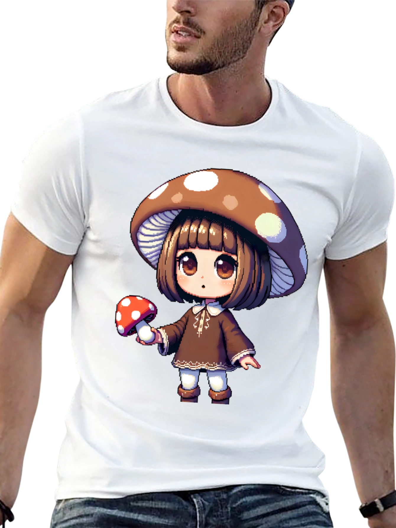 Mushroom Girl Graphic Tee - Unique Anime Style T-Shirt