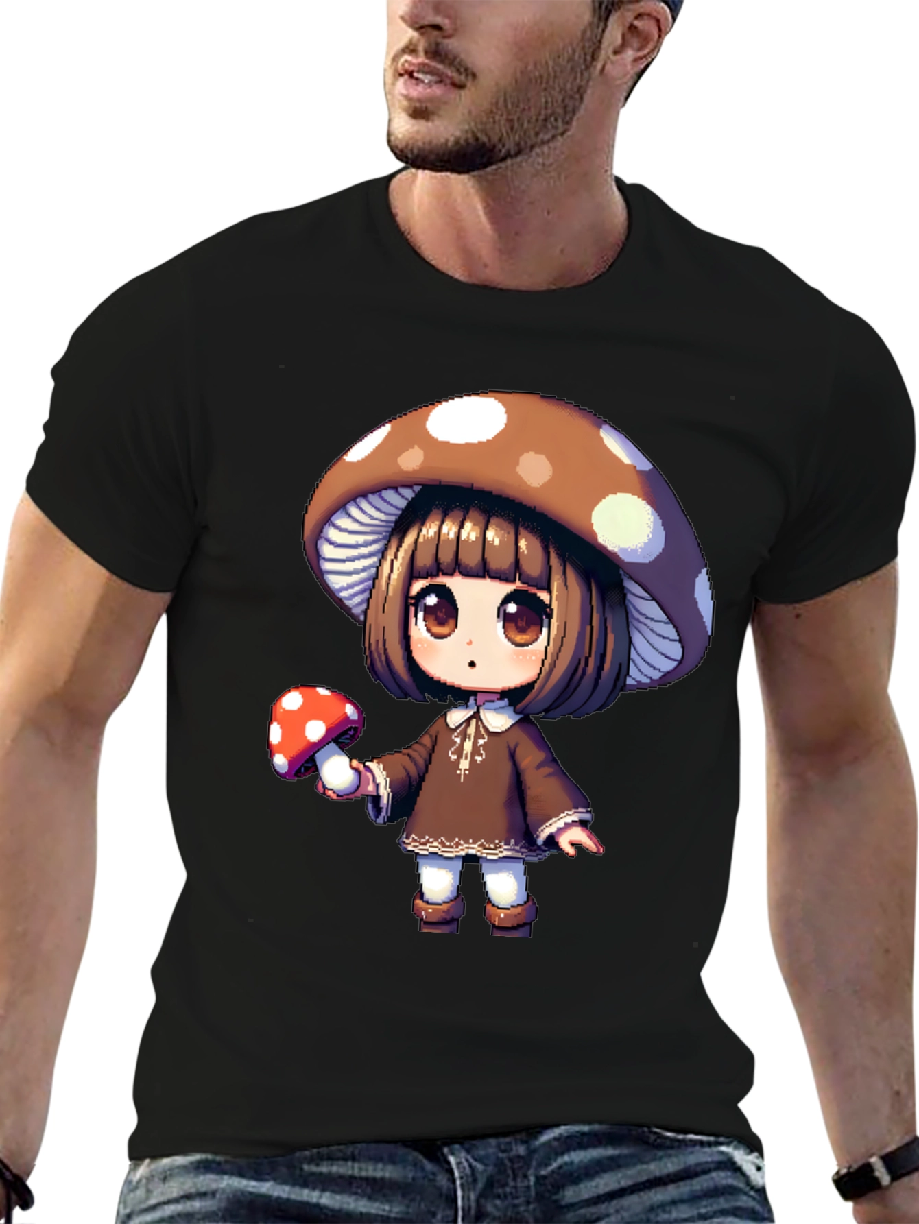 Mushroom Girl Graphic Tee - Unique Anime Style T-Shirt