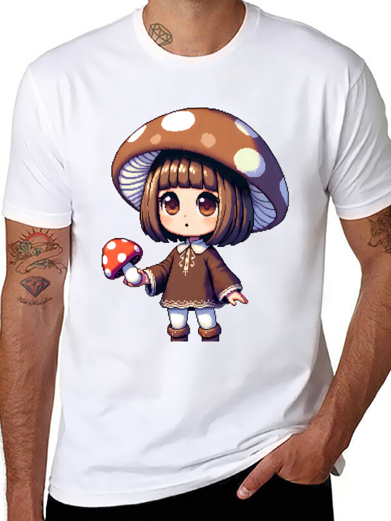 Mushroom Girl Graphic Tee - Unique Anime Style T-Shirt