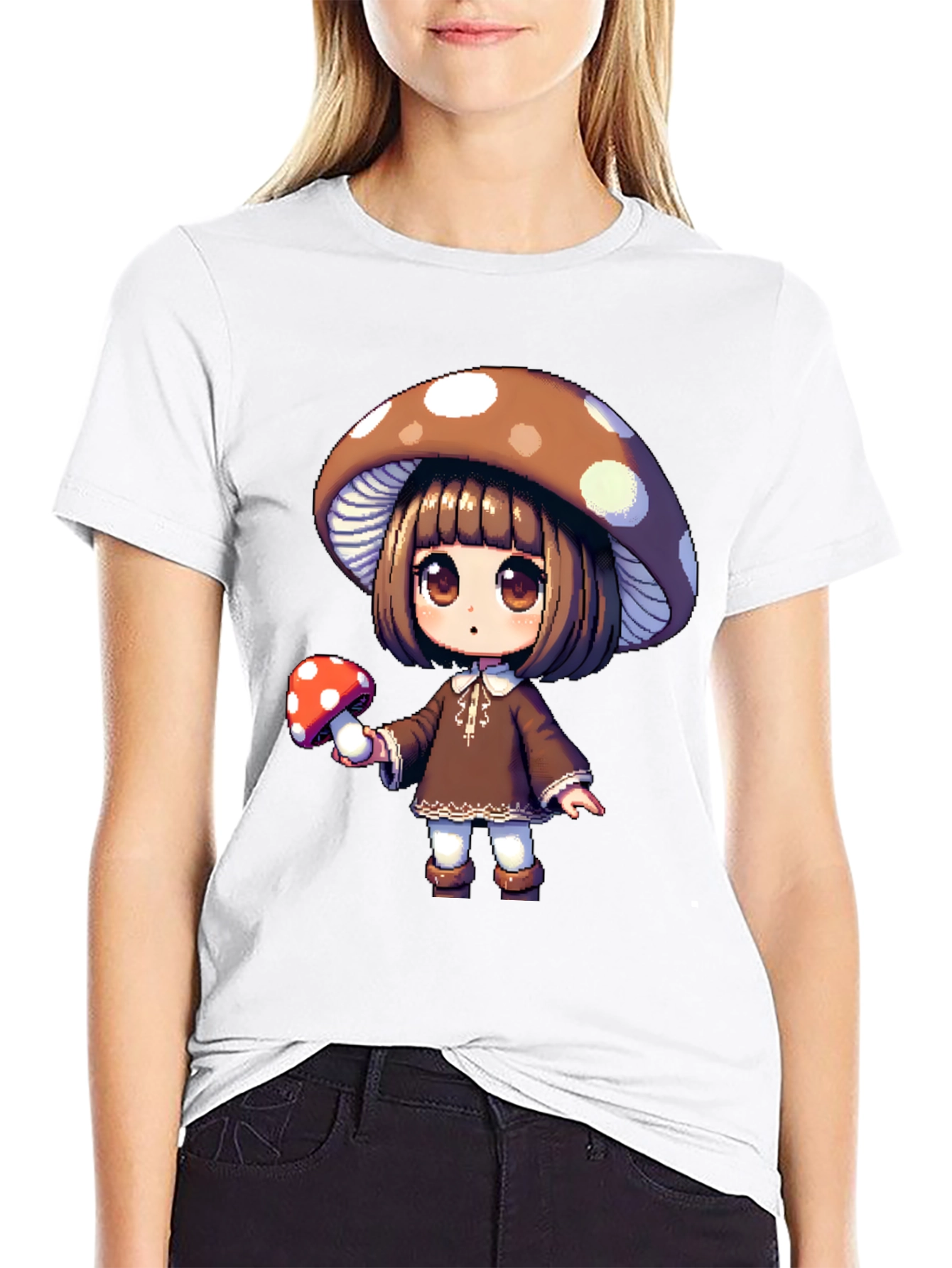 Mushroom Girl Graphic Tee - Unique Anime Style T-Shirt