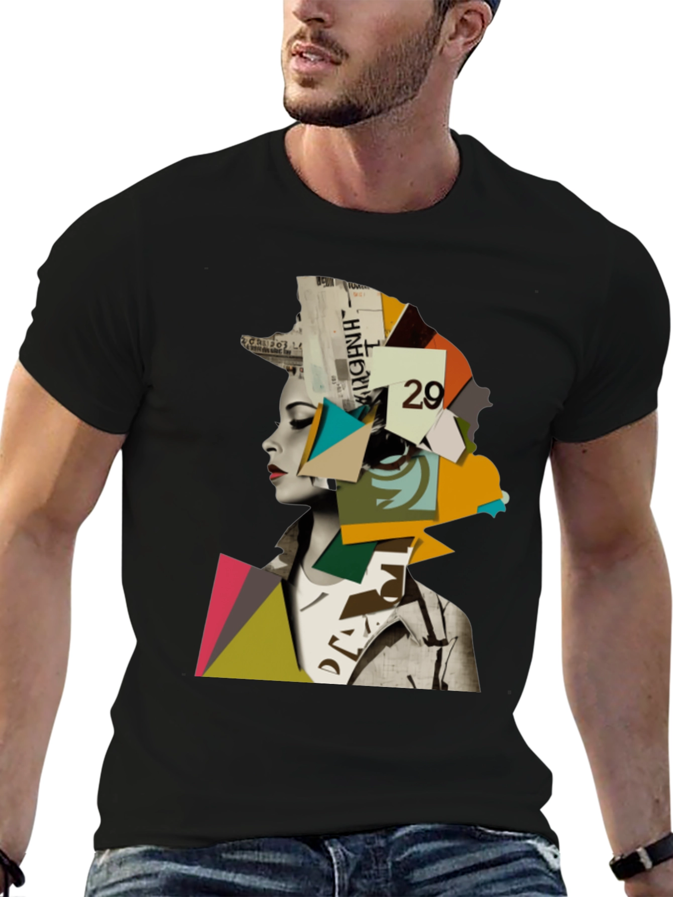 Abstract Geometric Woman Graphic Tee - Modern Art T-Shirt