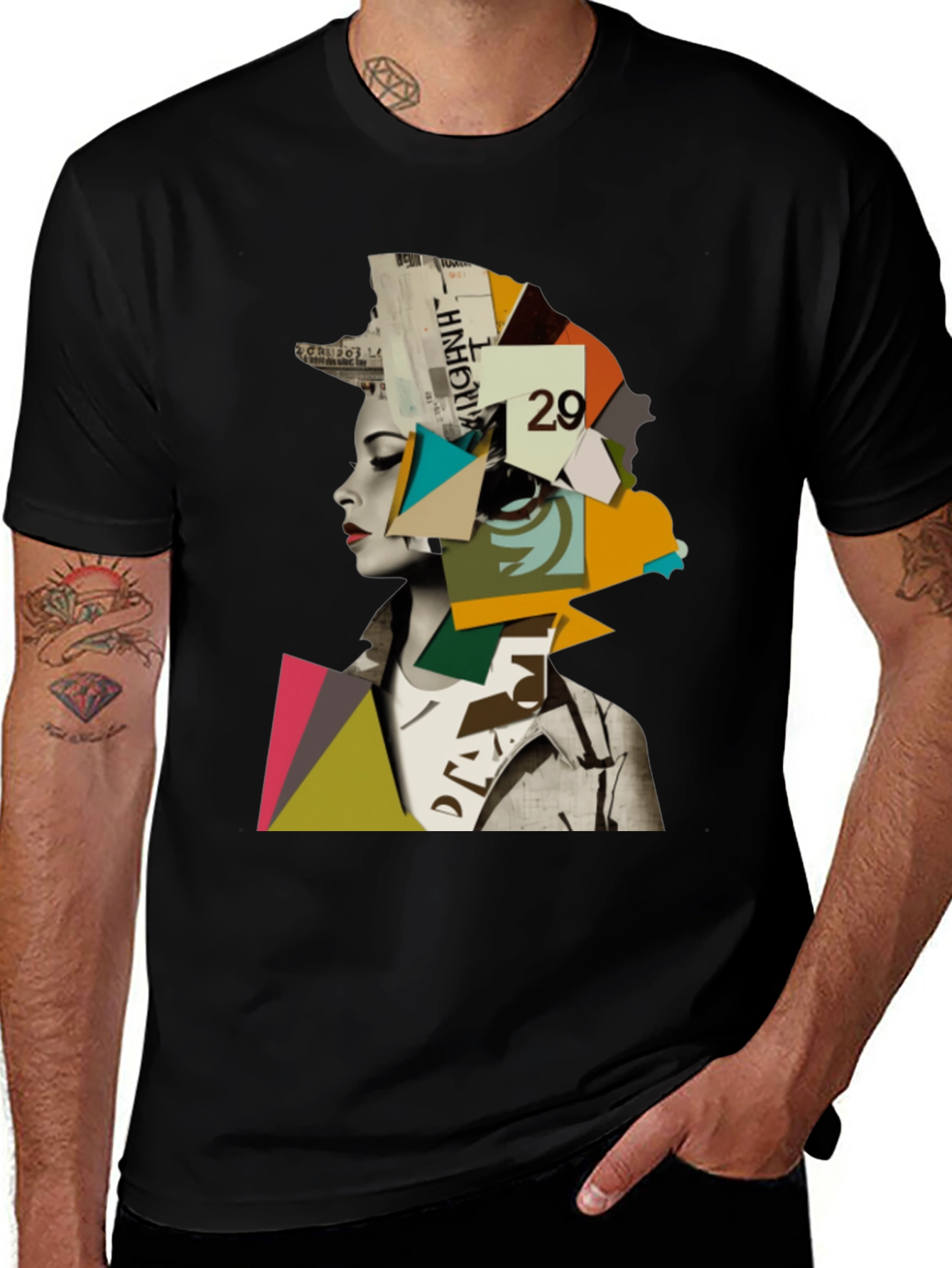 Abstract Geometric Woman Graphic Tee - Modern Art T-Shirt