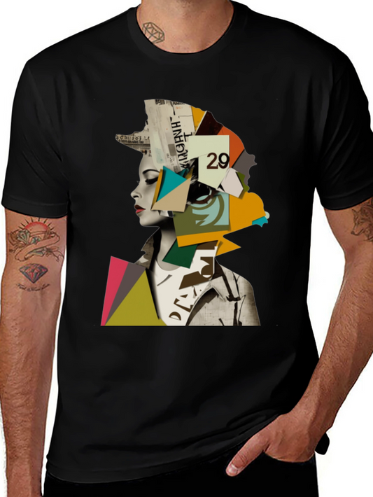 Abstract Geometric Woman Graphic Tee - Modern Art T-Shirt
