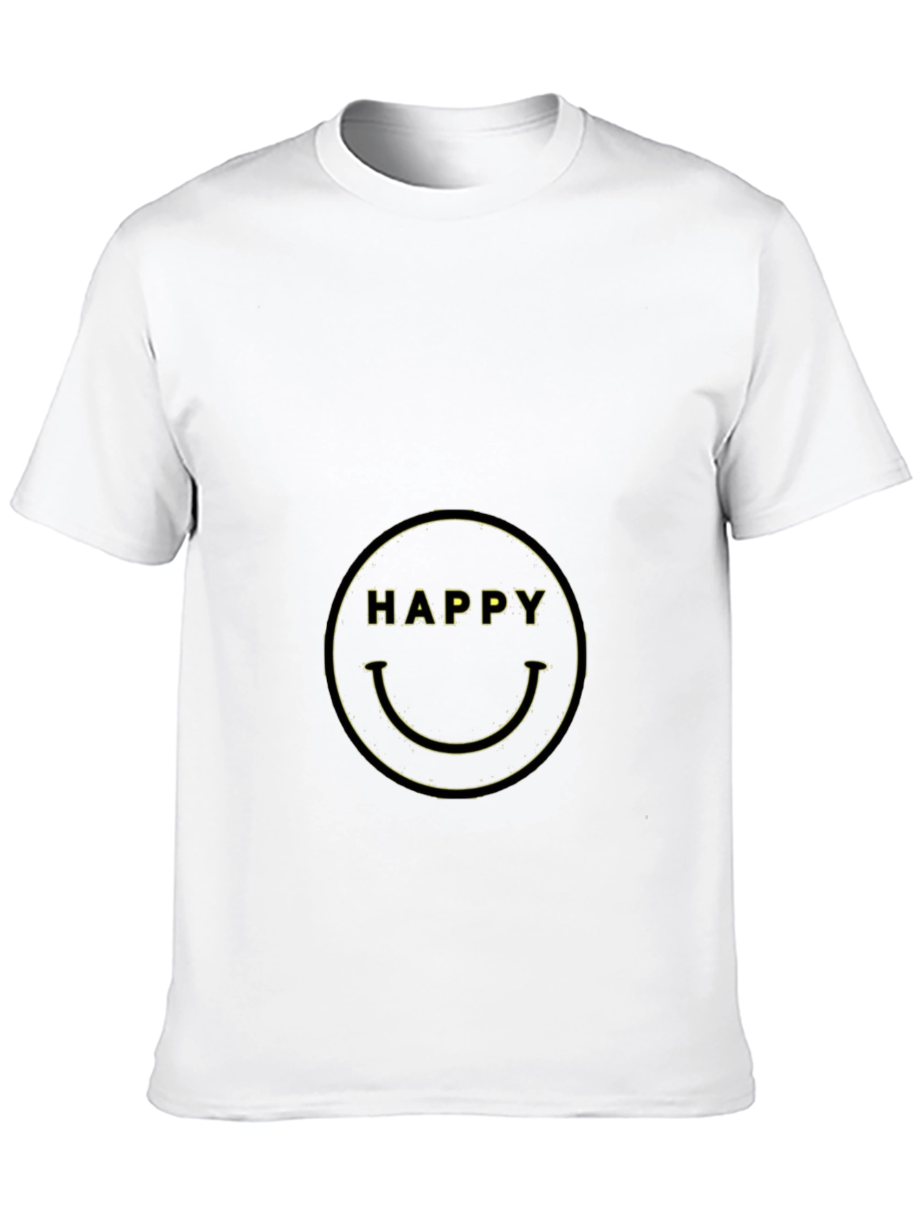 Happy Face Graphic Tee - Black Cotton Blend