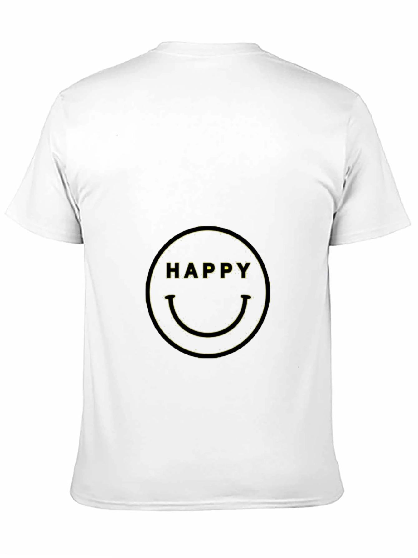 Happy Face Graphic Tee - Black Cotton Blend