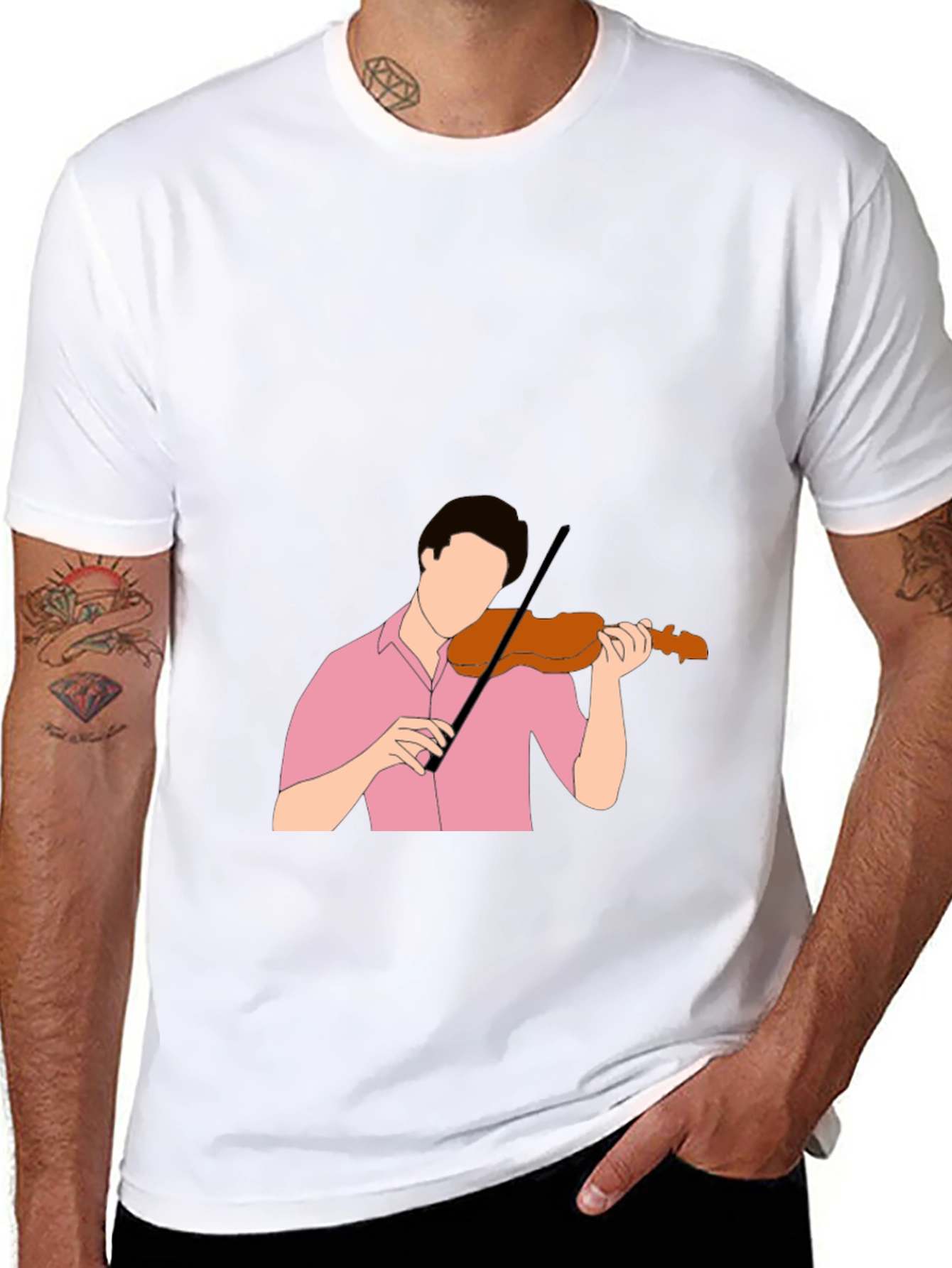 Violinist Graphic Tee - Stylish Black T-Shirt