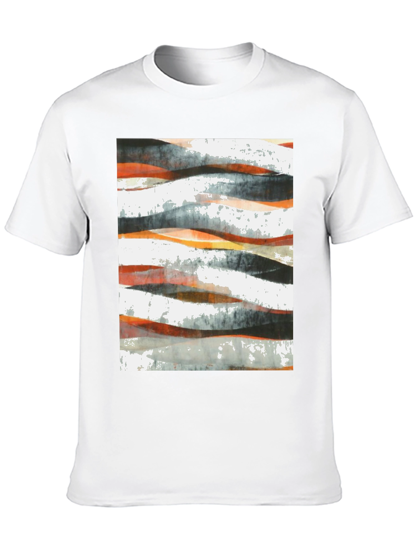 Abstract Wave Print Black T-Shirt