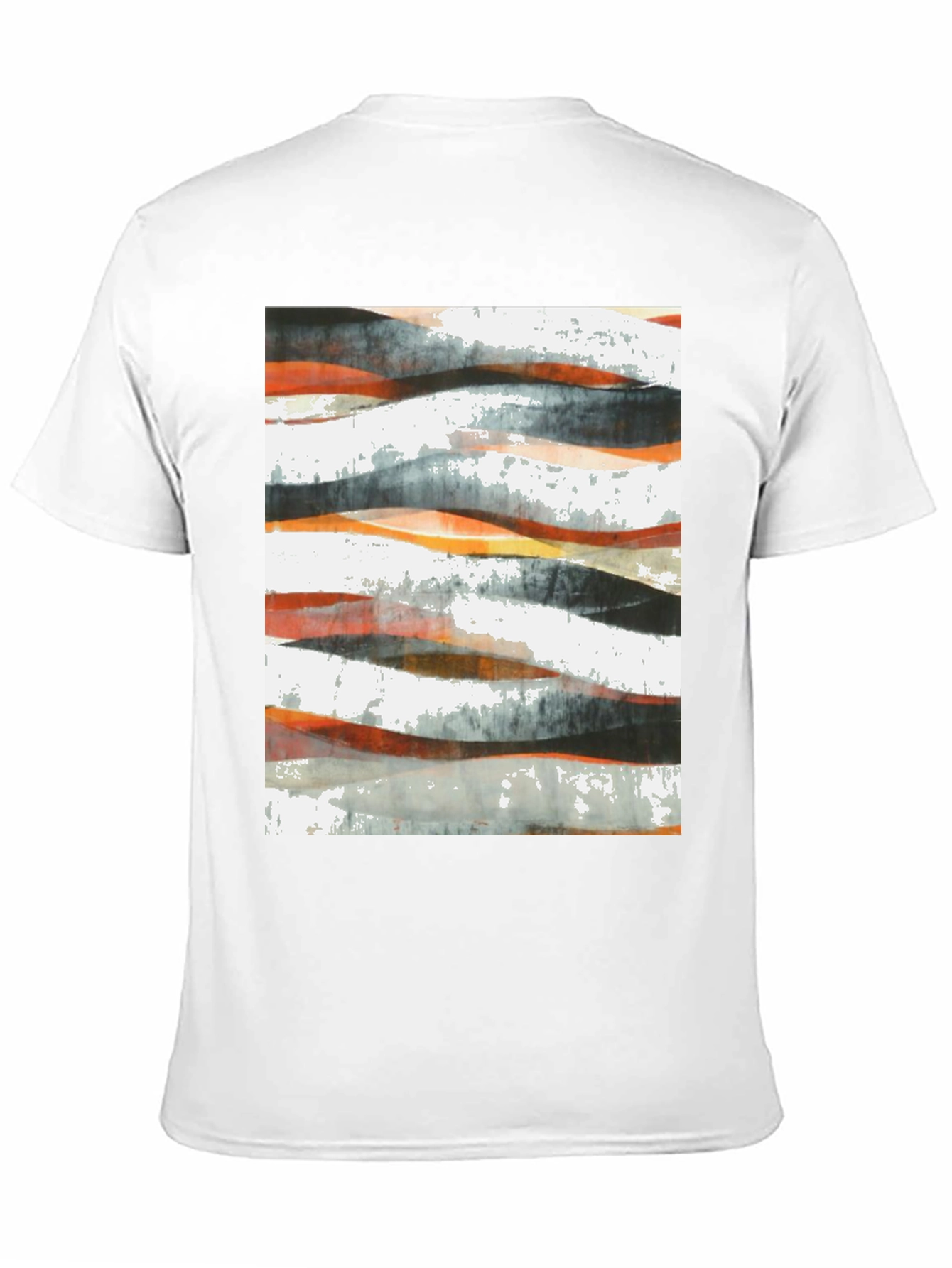 Abstract Wave Print Black T-Shirt