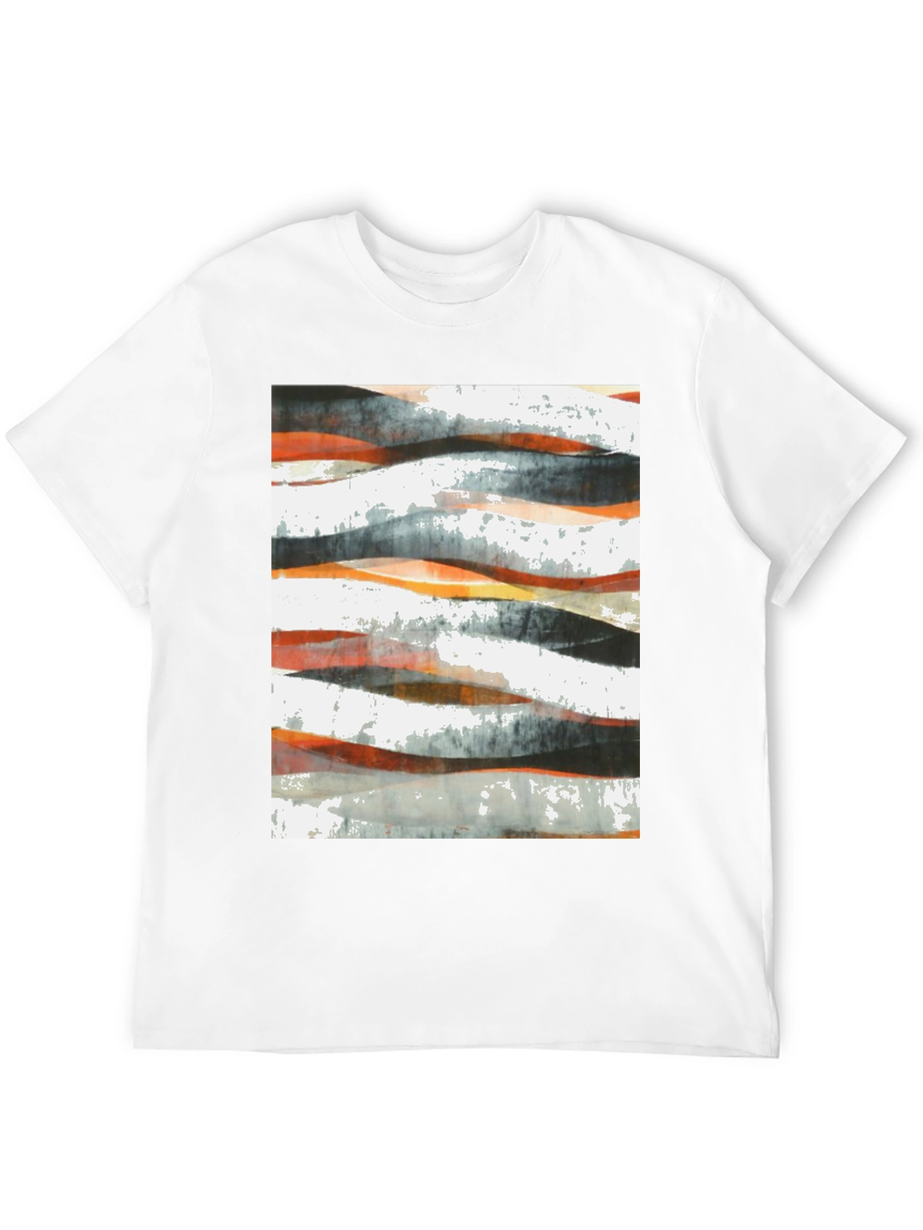 Abstract Wave Print Black T-Shirt
