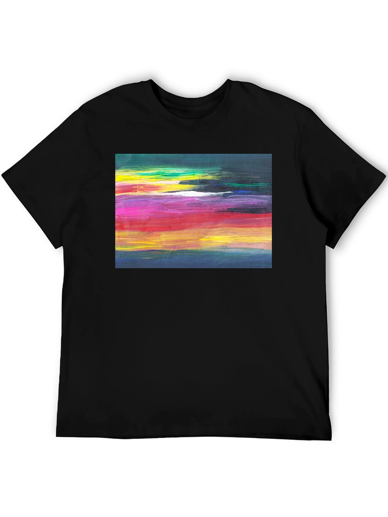 Abstract Art Graphic Tee - Black Crew Neck
