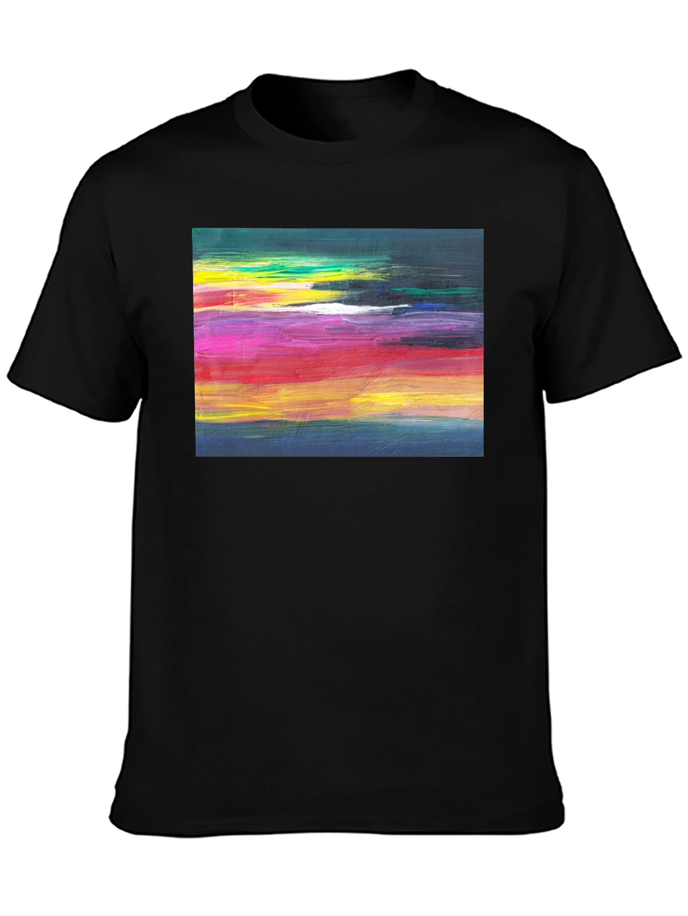 Abstract Art Graphic Tee - Black Crew Neck