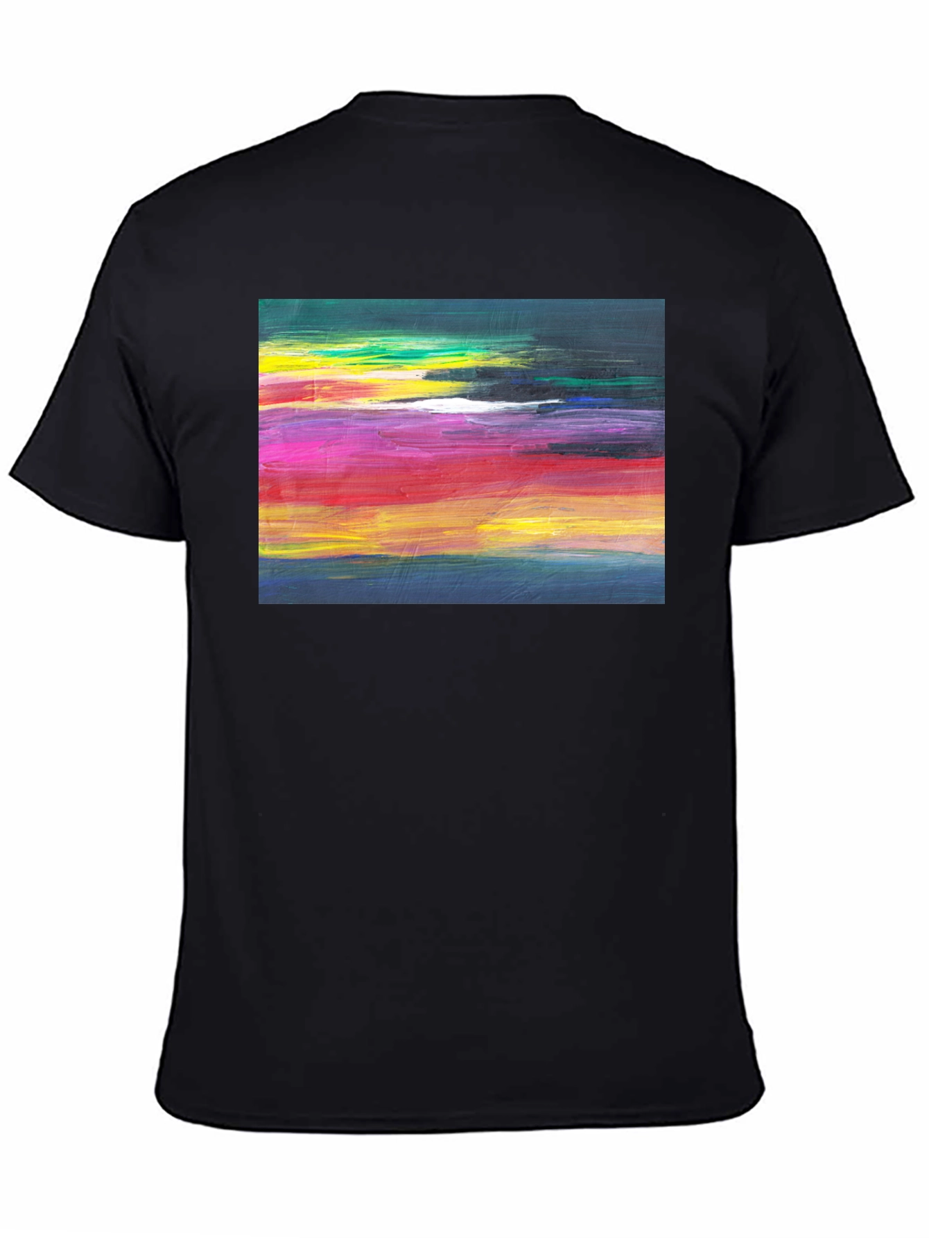 Abstract Art Graphic Tee - Black Crew Neck