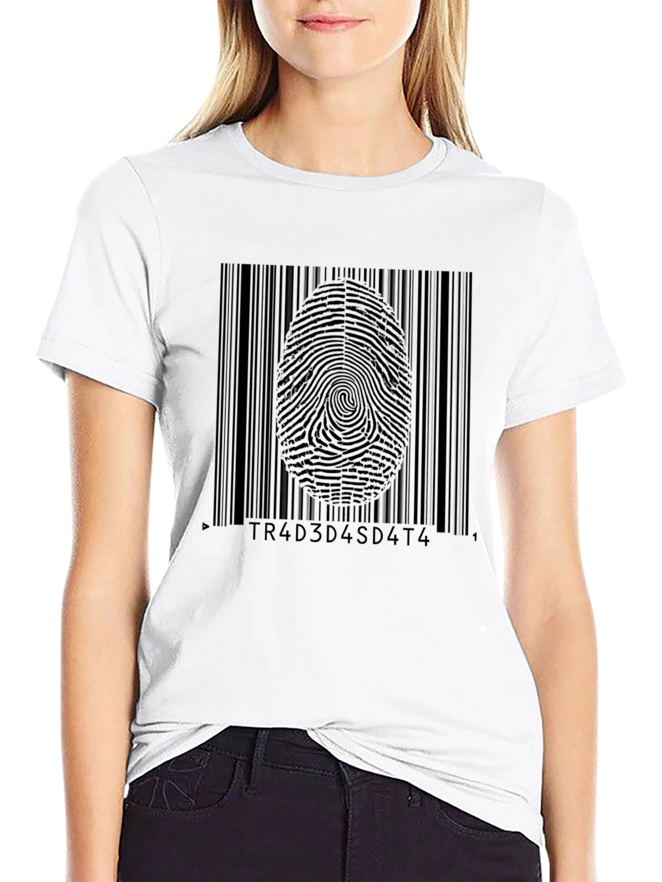 Barcode Fingerprint Graphic Tee - Tech Style Shirt