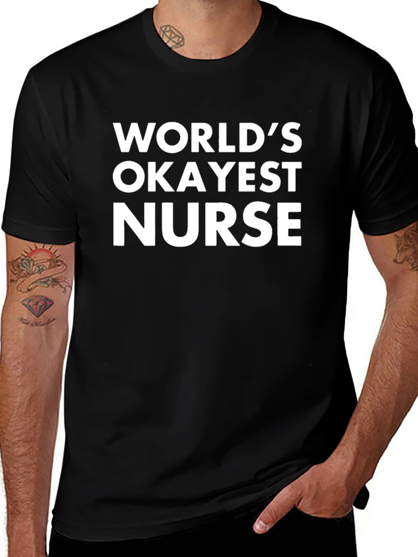 Worlds Okayest Nurse Black T-Shirt