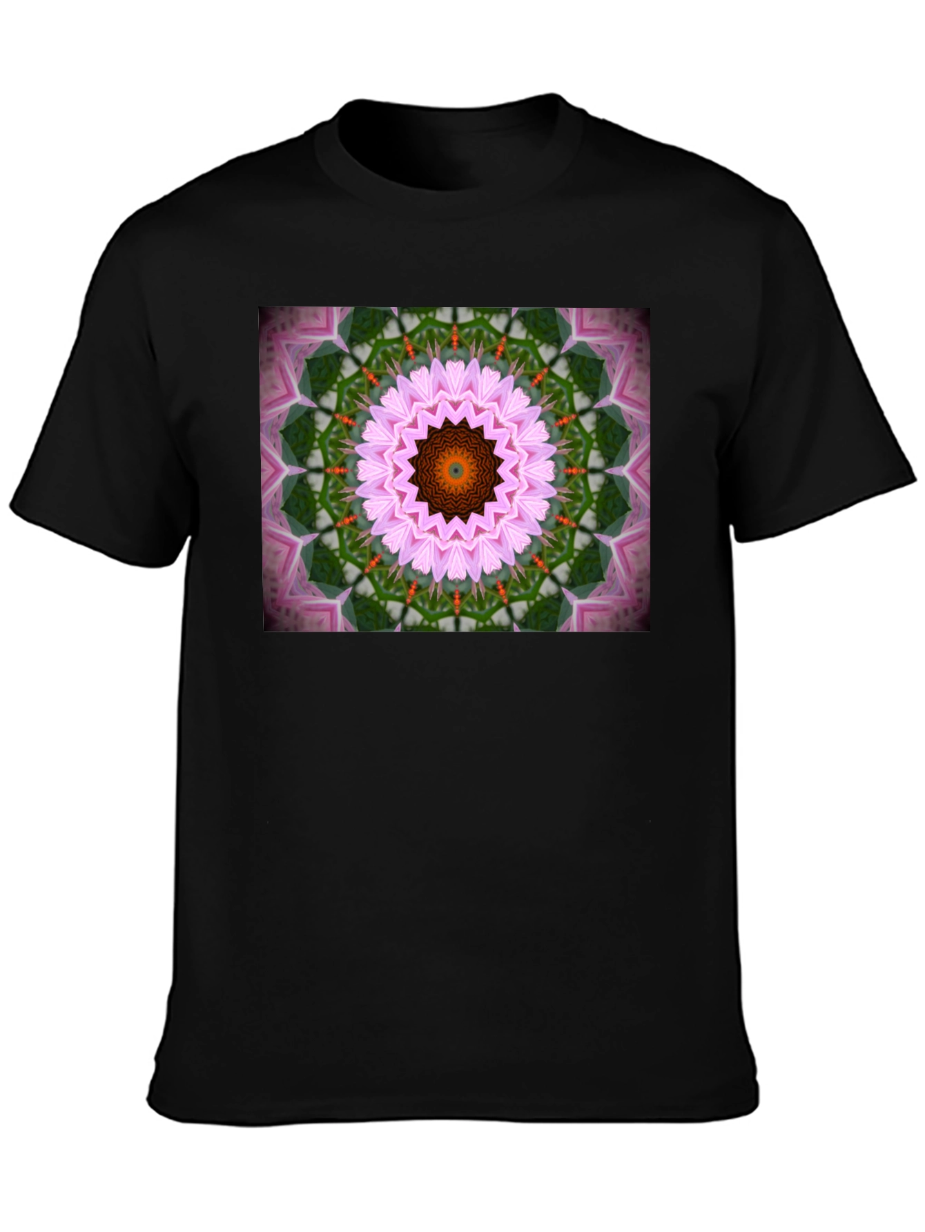 Kaleidoscope Floral Print Black T-Shirt