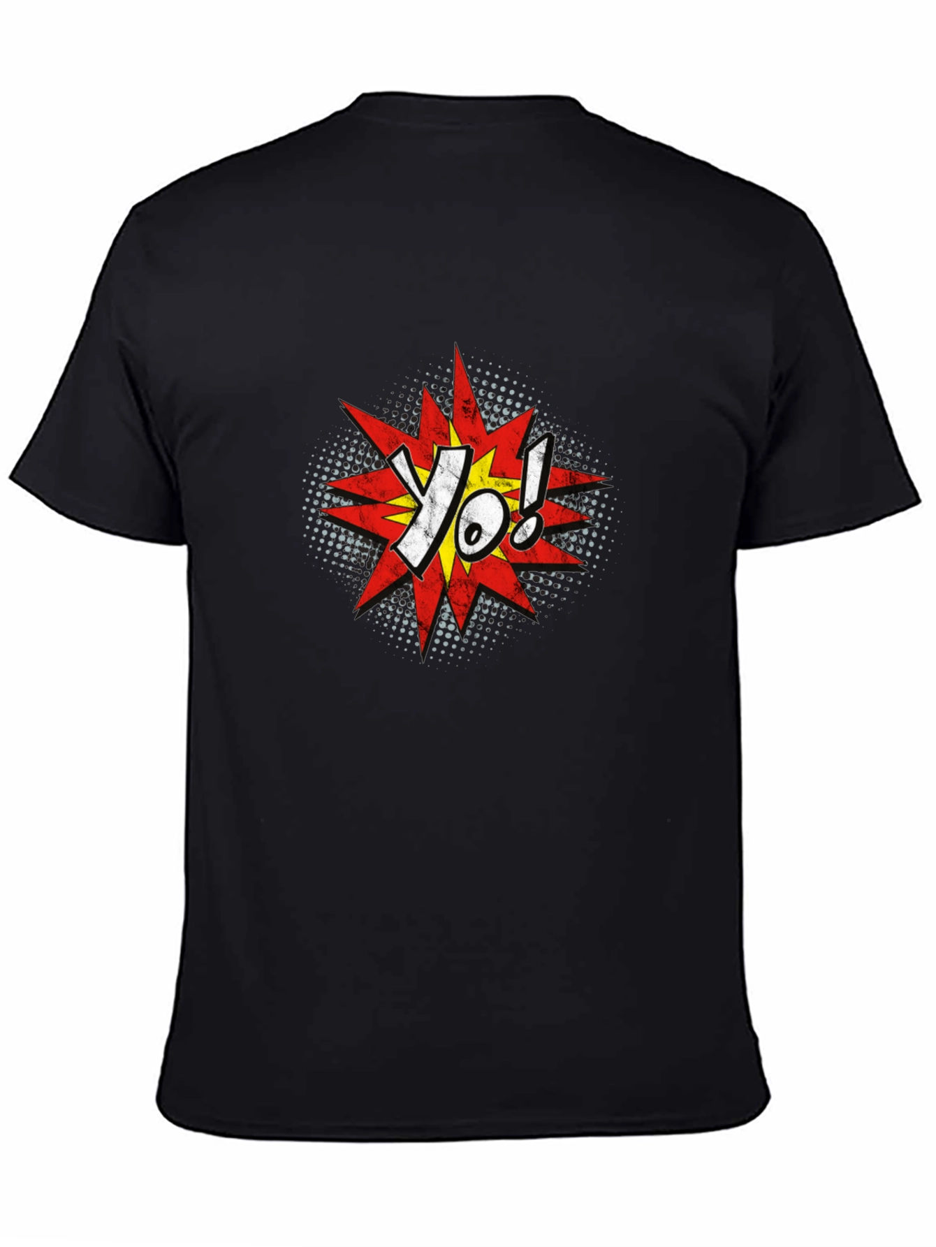 Yo! Comic Style Graphic T-Shirt - Black
