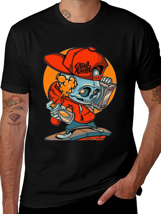 Graffiti Skull Graphic Black Tee