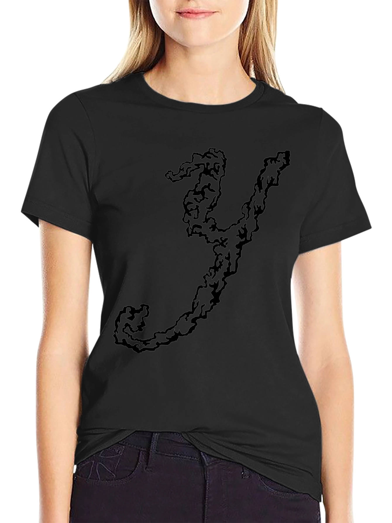 Abstract Y Print Black Tee