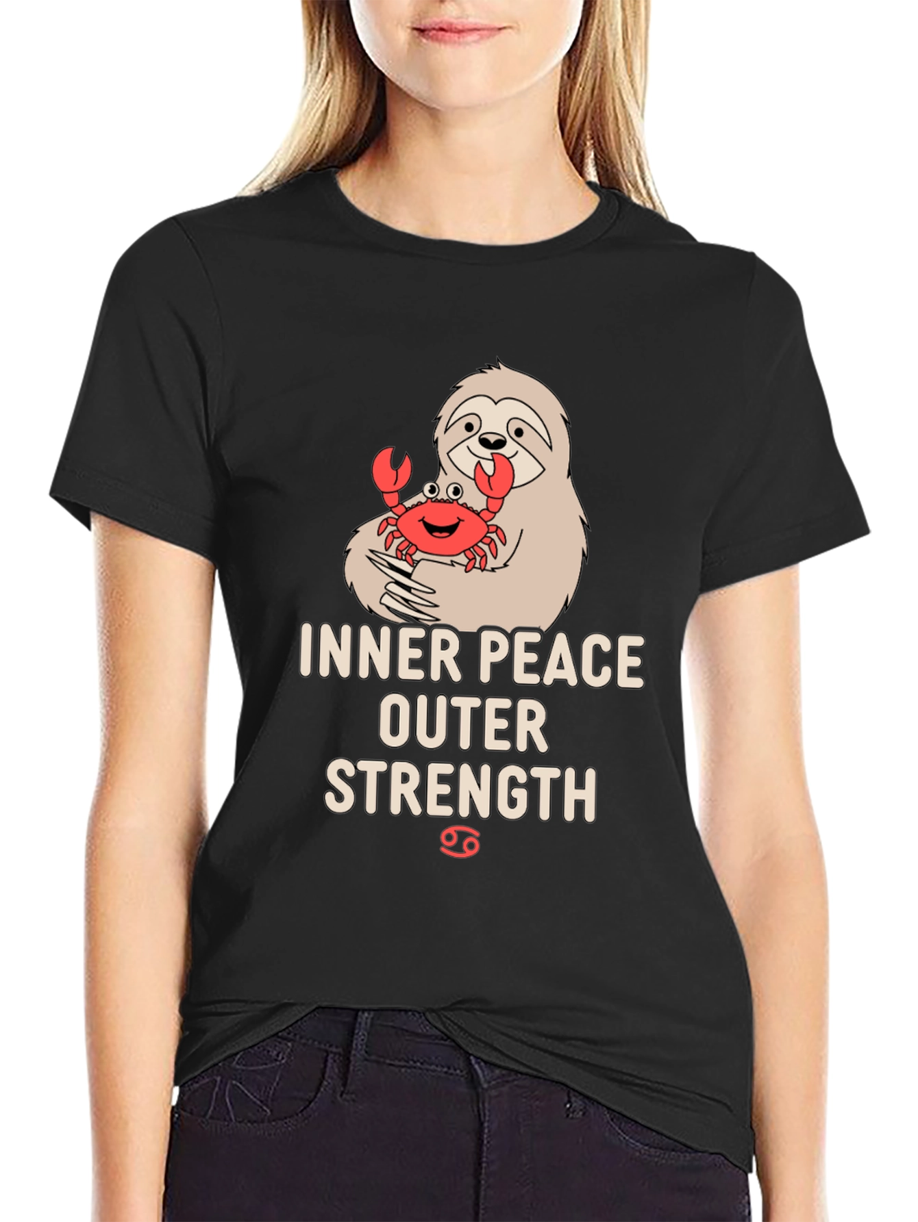 Inner Peace Outer Strength Sloth & Crab Graphic Tee