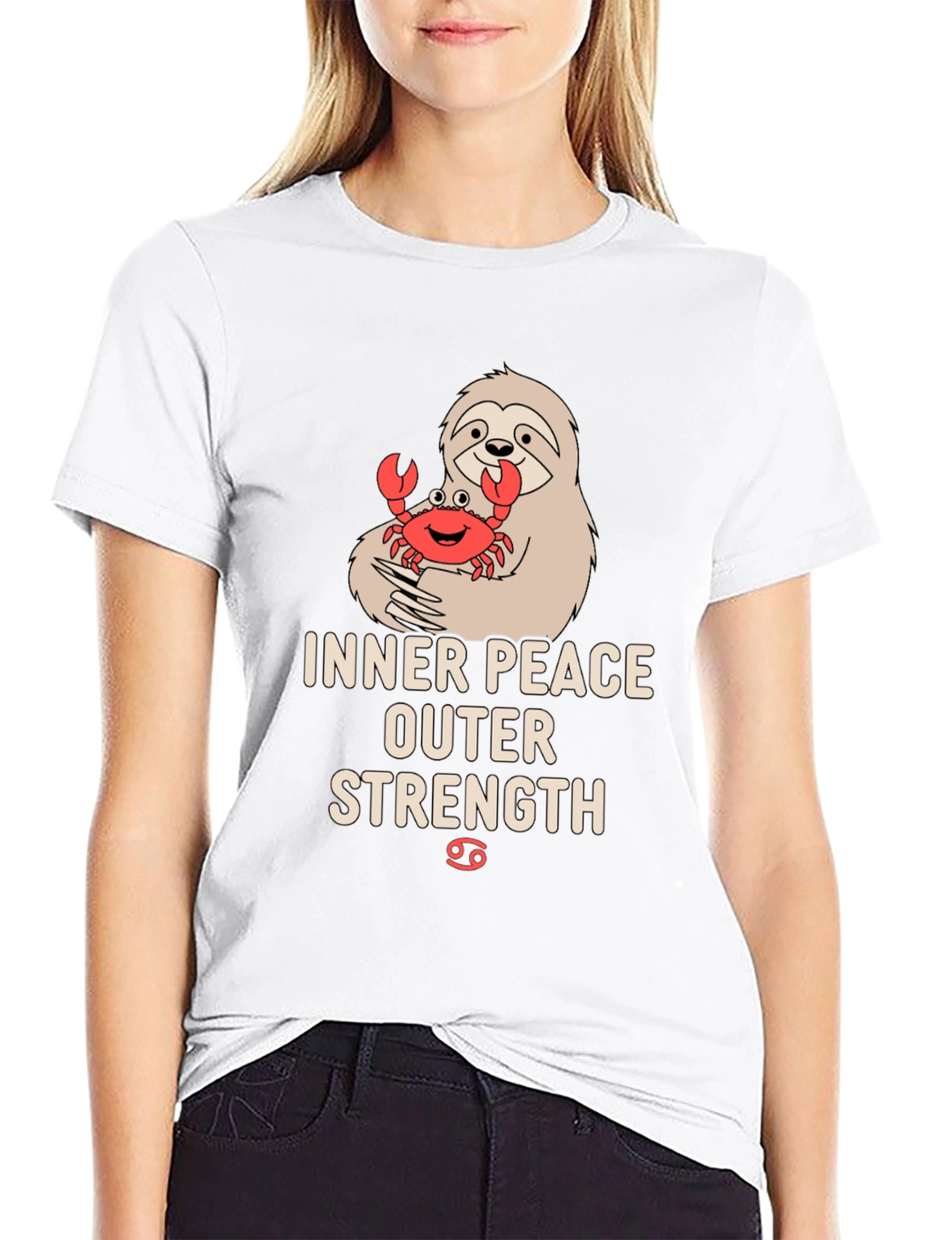 Inner Peace Outer Strength Sloth & Crab Graphic Tee