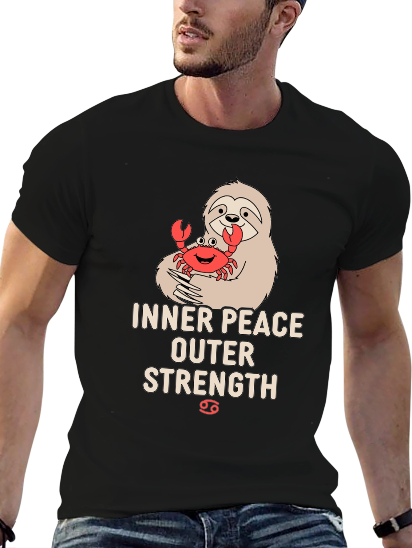 Inner Peace Outer Strength Sloth & Crab Graphic Tee