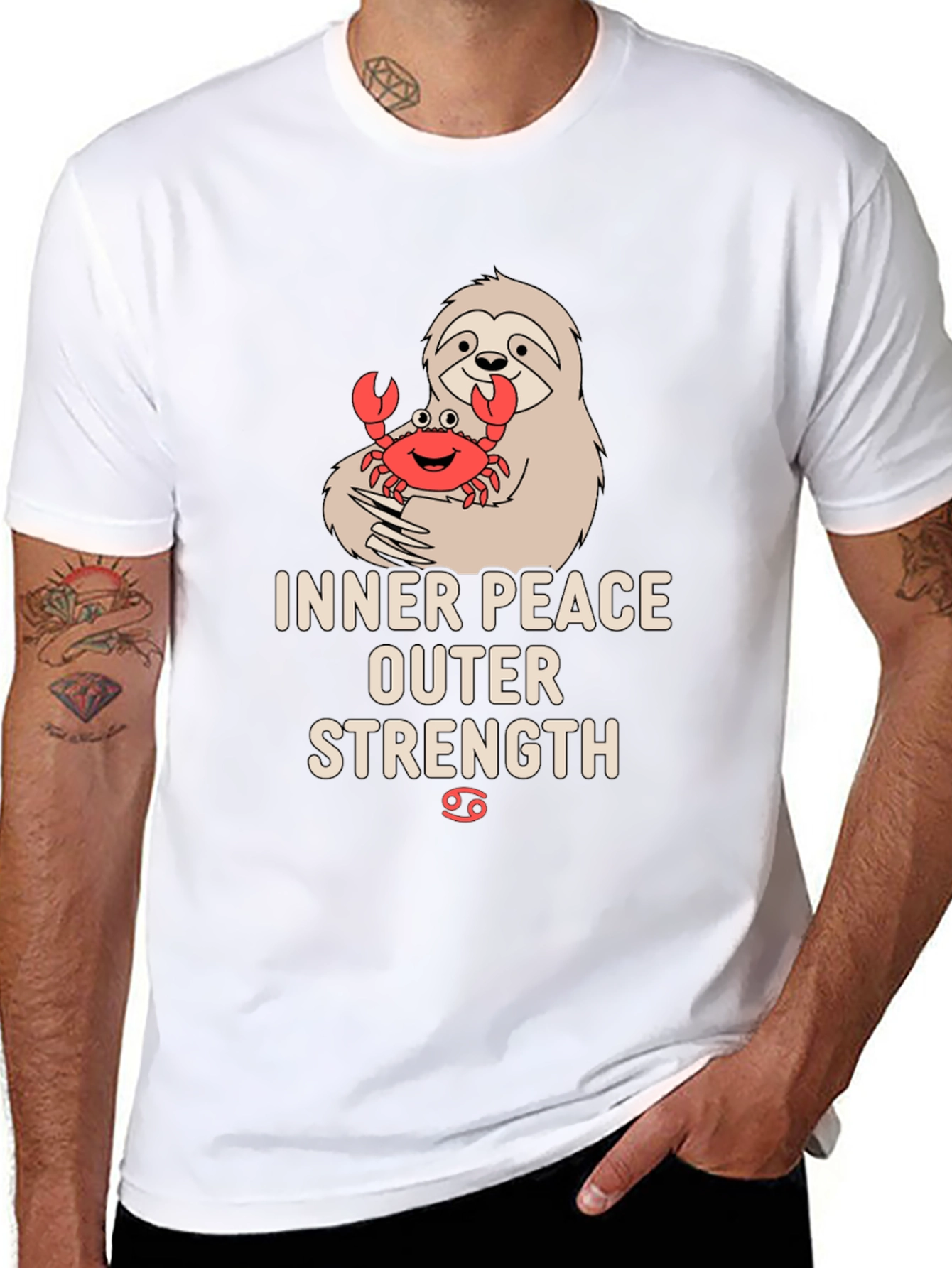 Inner Peace Outer Strength Sloth & Crab Graphic Tee