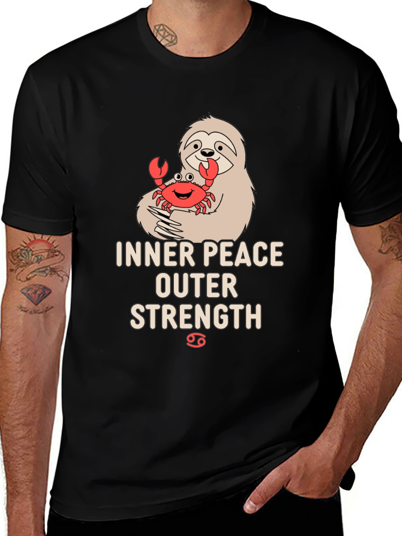 Inner Peace Outer Strength Sloth & Crab Graphic Tee