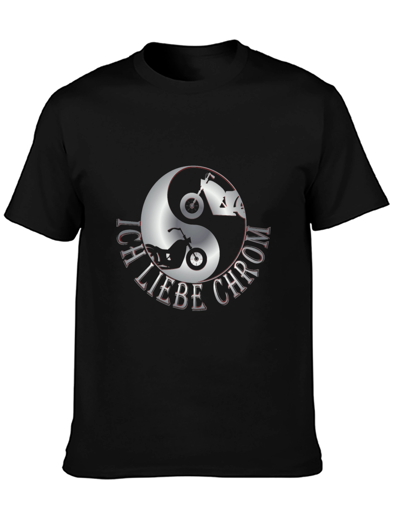 Ich Liebe Chrom Motorcycle Yin Yang Graphic Tee