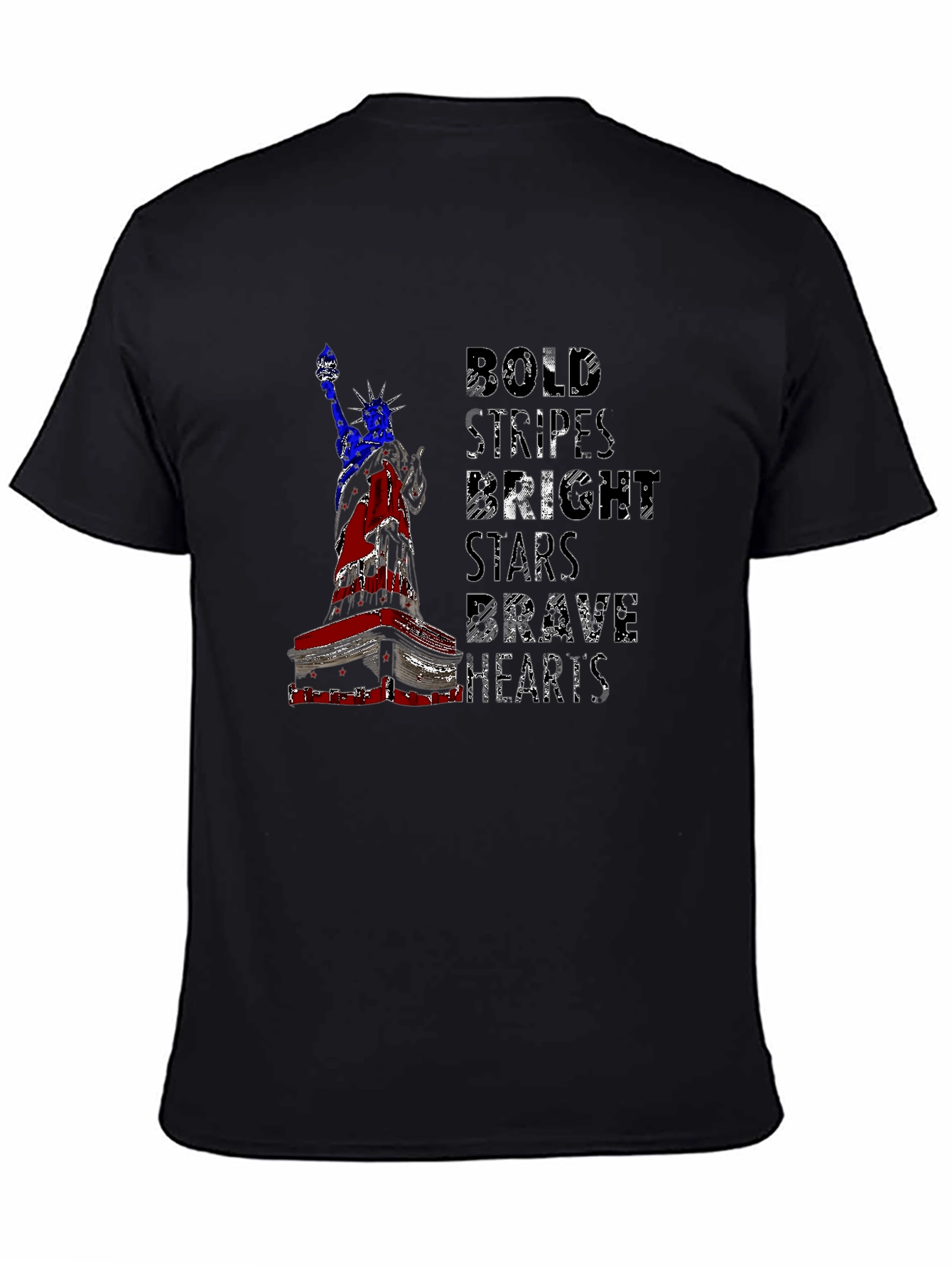 Patriotic Liberty T-Shirt: Bold Stripes Brave Hearts