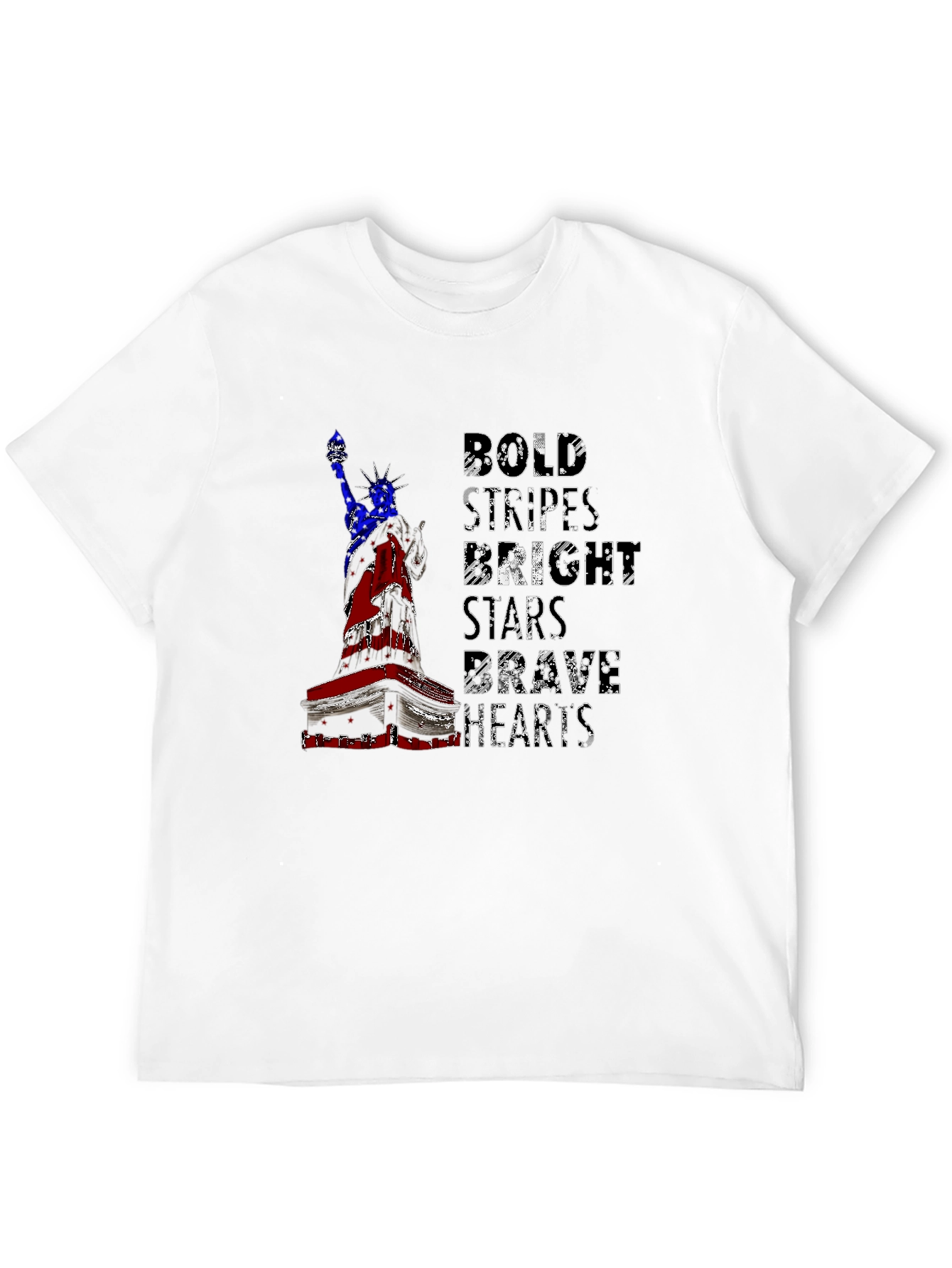 Patriotic Liberty T-Shirt: Bold Stripes Brave Hearts
