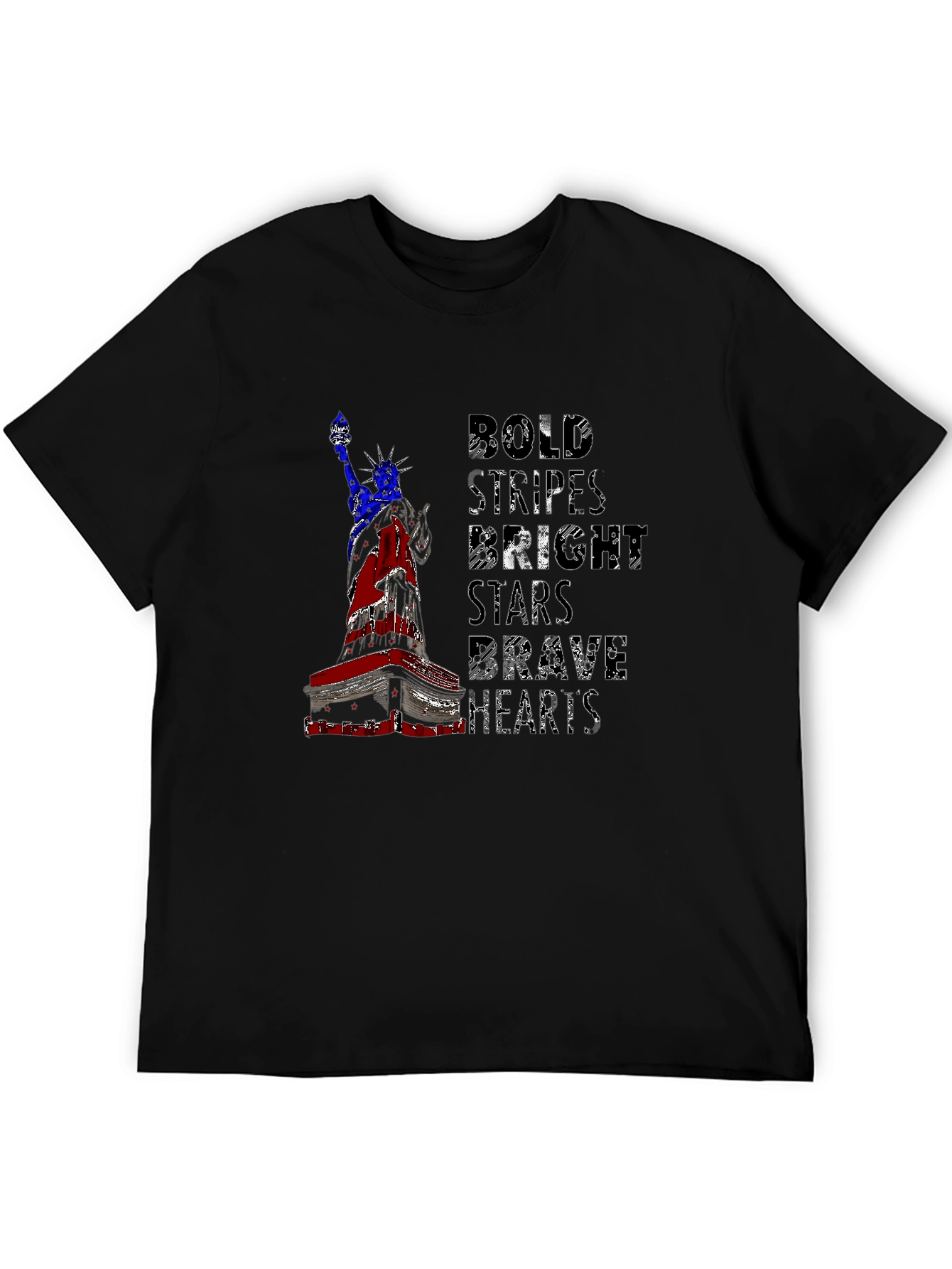 Patriotic Liberty T-Shirt: Bold Stripes Brave Hearts