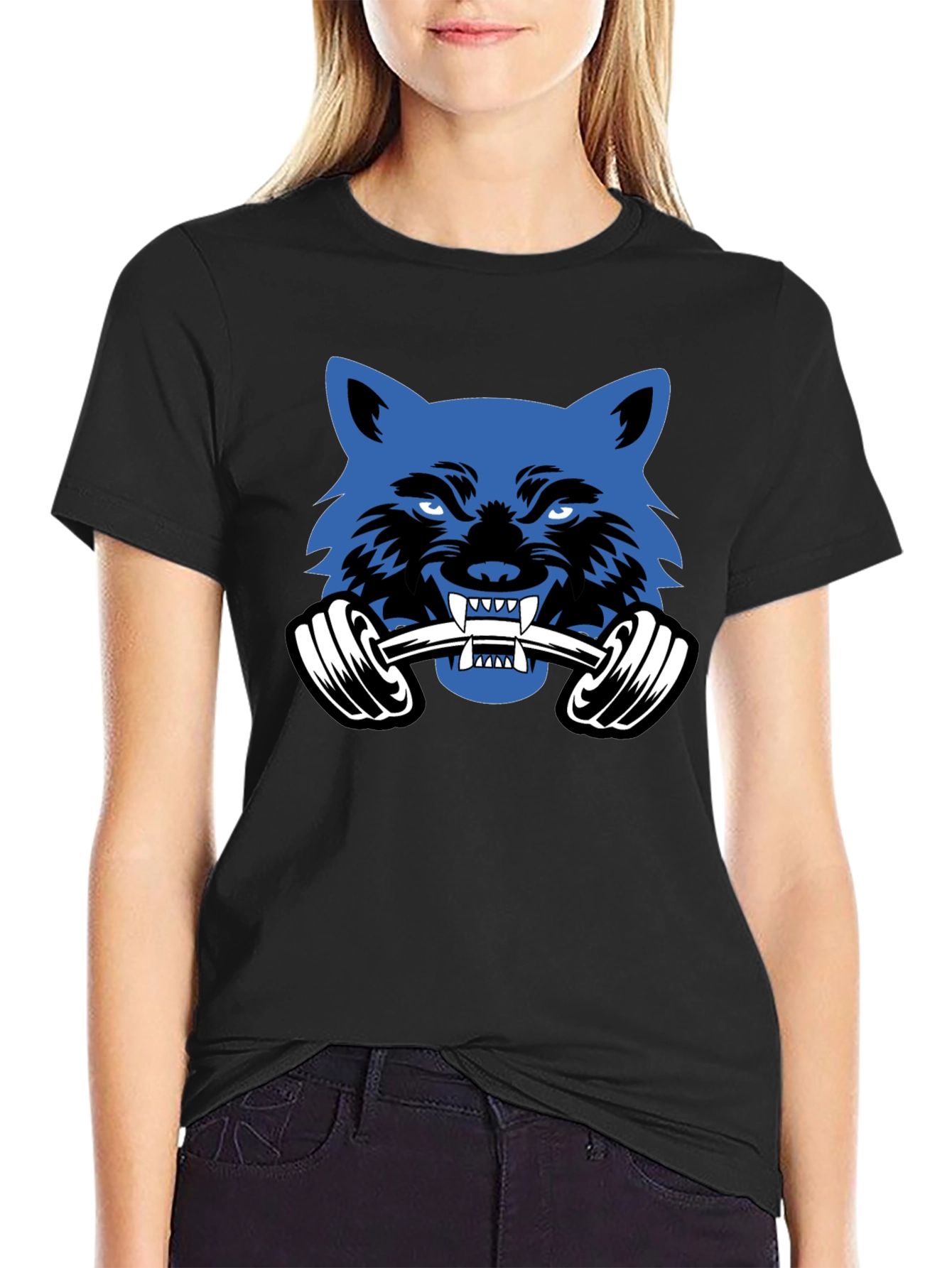 Wolf Gym T-Shirt -  Black Cotton Fitness Tee