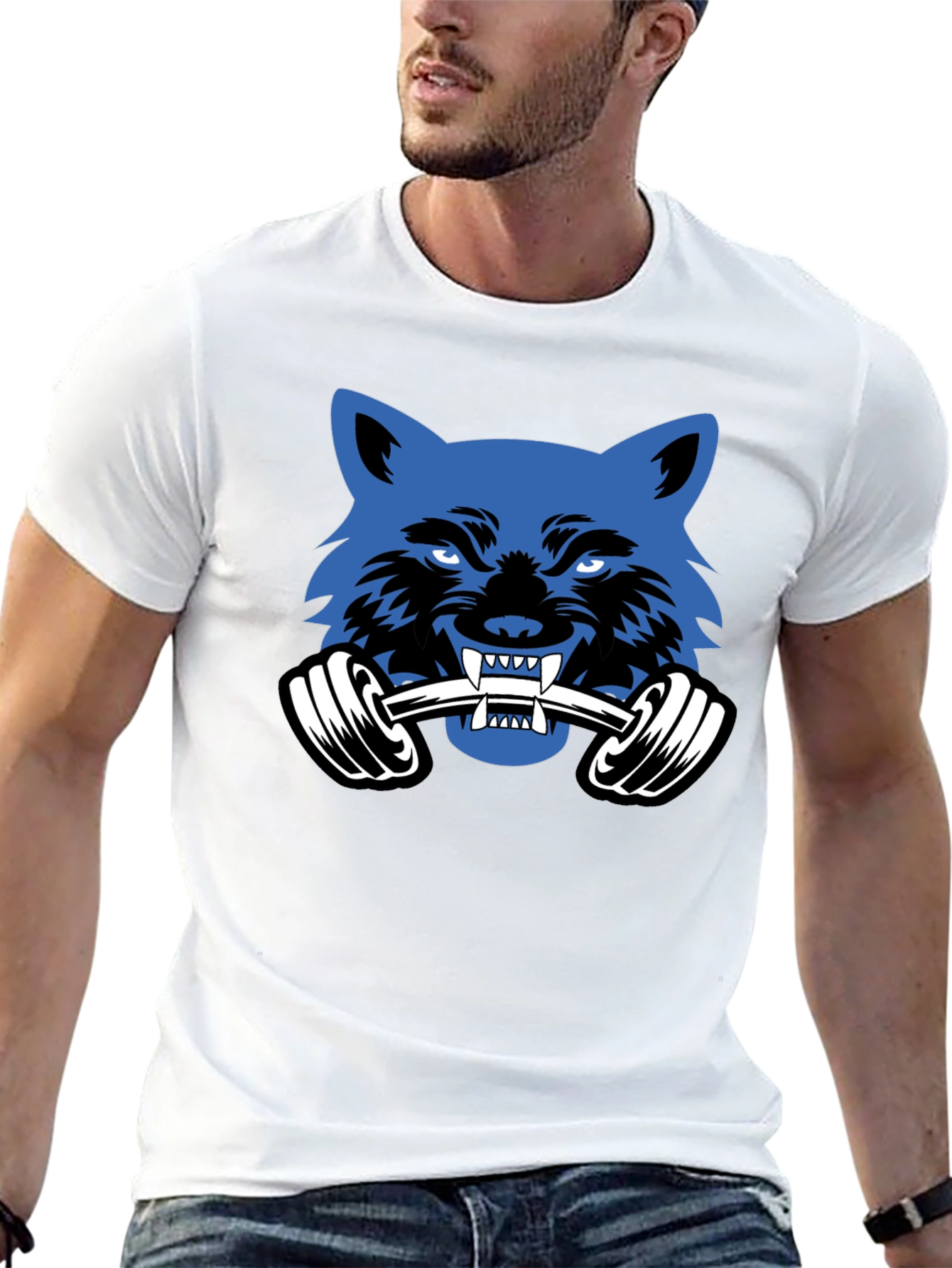 Wolf Gym T-Shirt -  Black Cotton Fitness Tee
