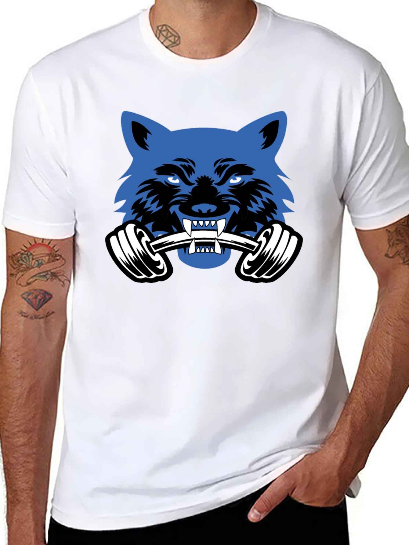 Wolf Gym T-Shirt -  Black Cotton Fitness Tee