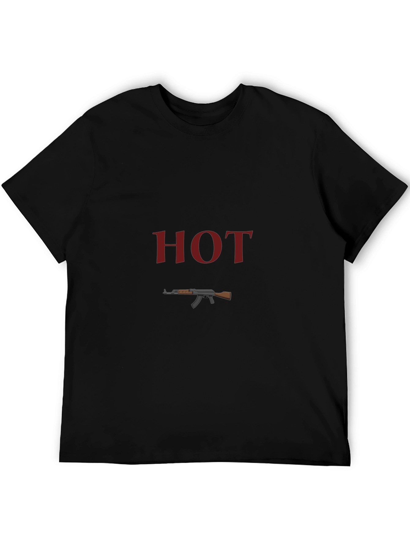 Hot AK-47 Graphic T-Shirt - Black Crew Neck